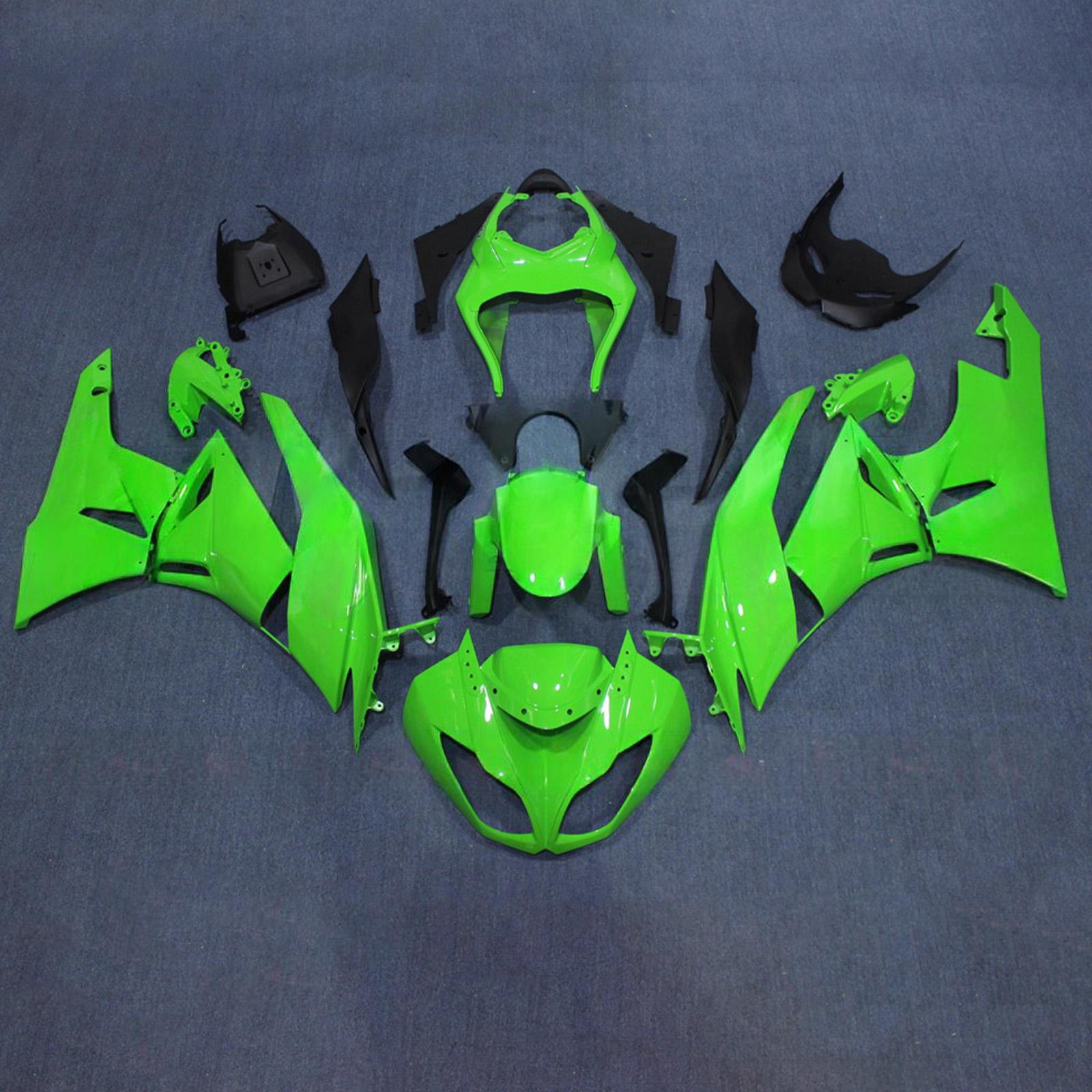 Amotopart 2009-2012 Kawasaki ZX6R 636 Kit de carenado negro verde