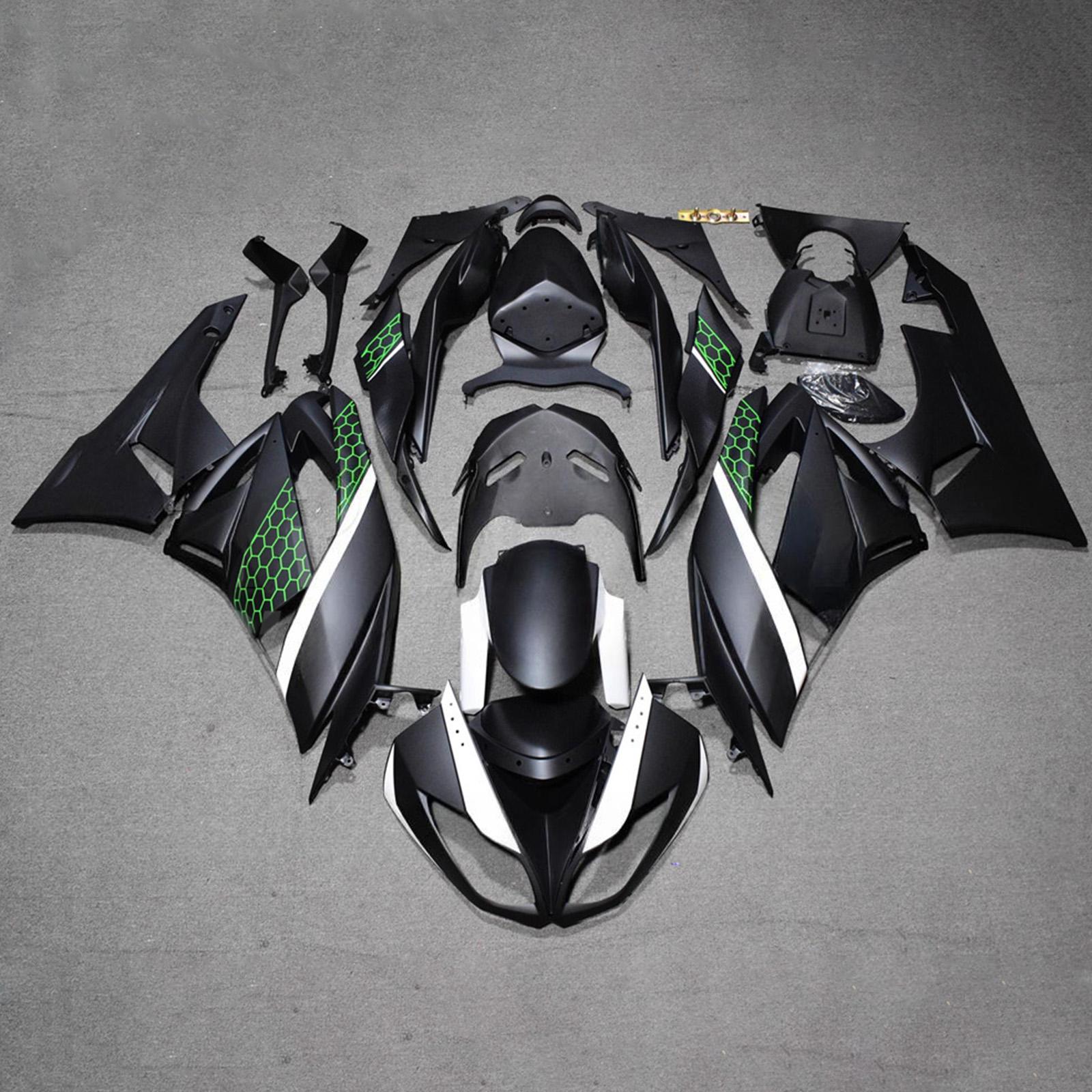 Amotopart 2009-2012 Kawasaki ZX6R 636 Kit de carenado negro verde