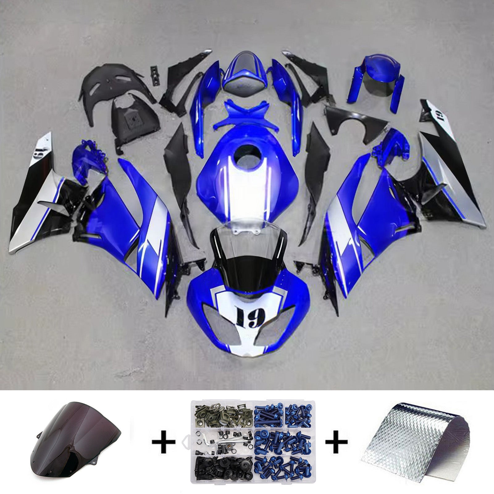 Amotopart 2009-2012 Kawasaki ZX6R 636 Blue Black Red Fairing Kit