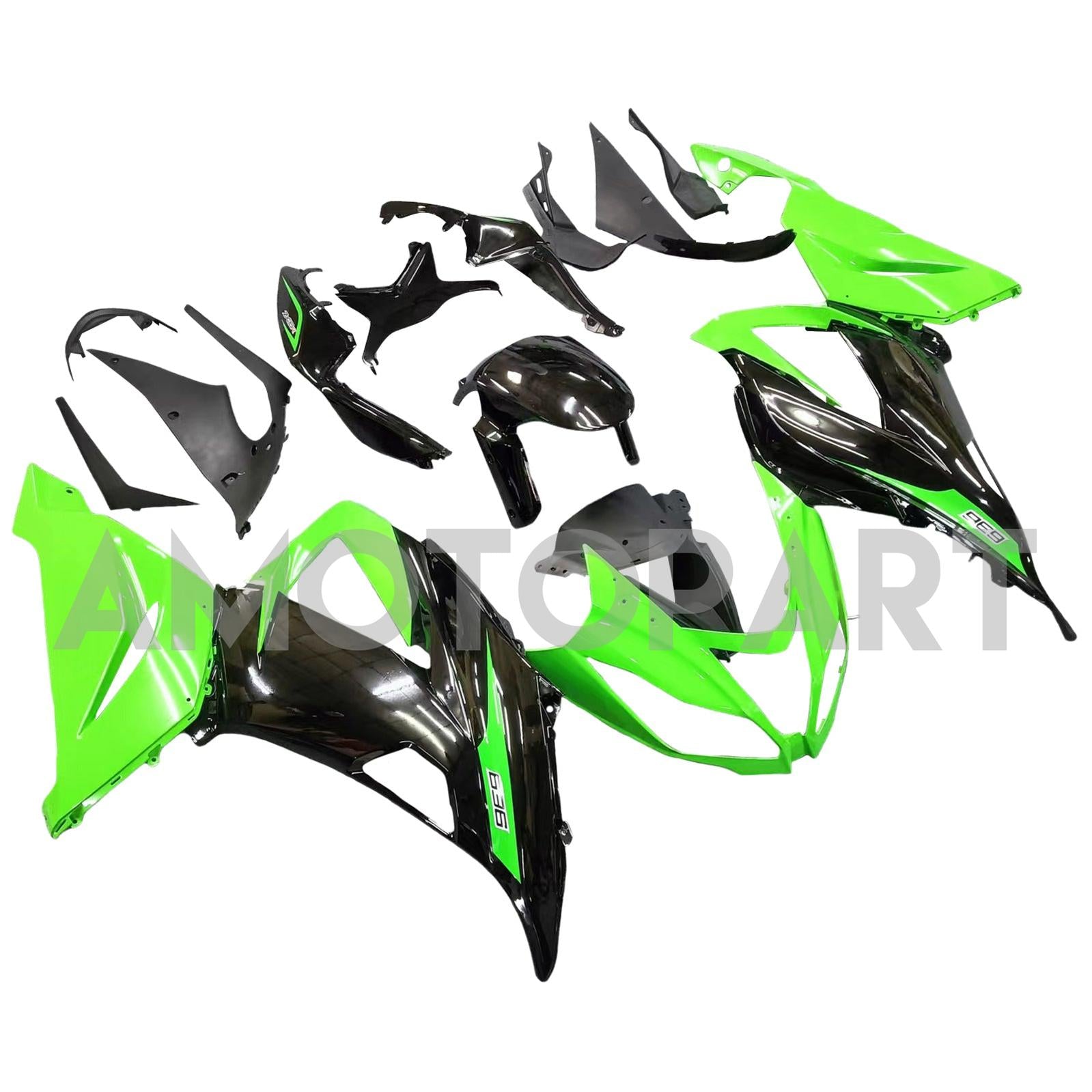 Amotopart Kawasaki ZX6R 636 2013-2018 Green&Black Fairing Kit