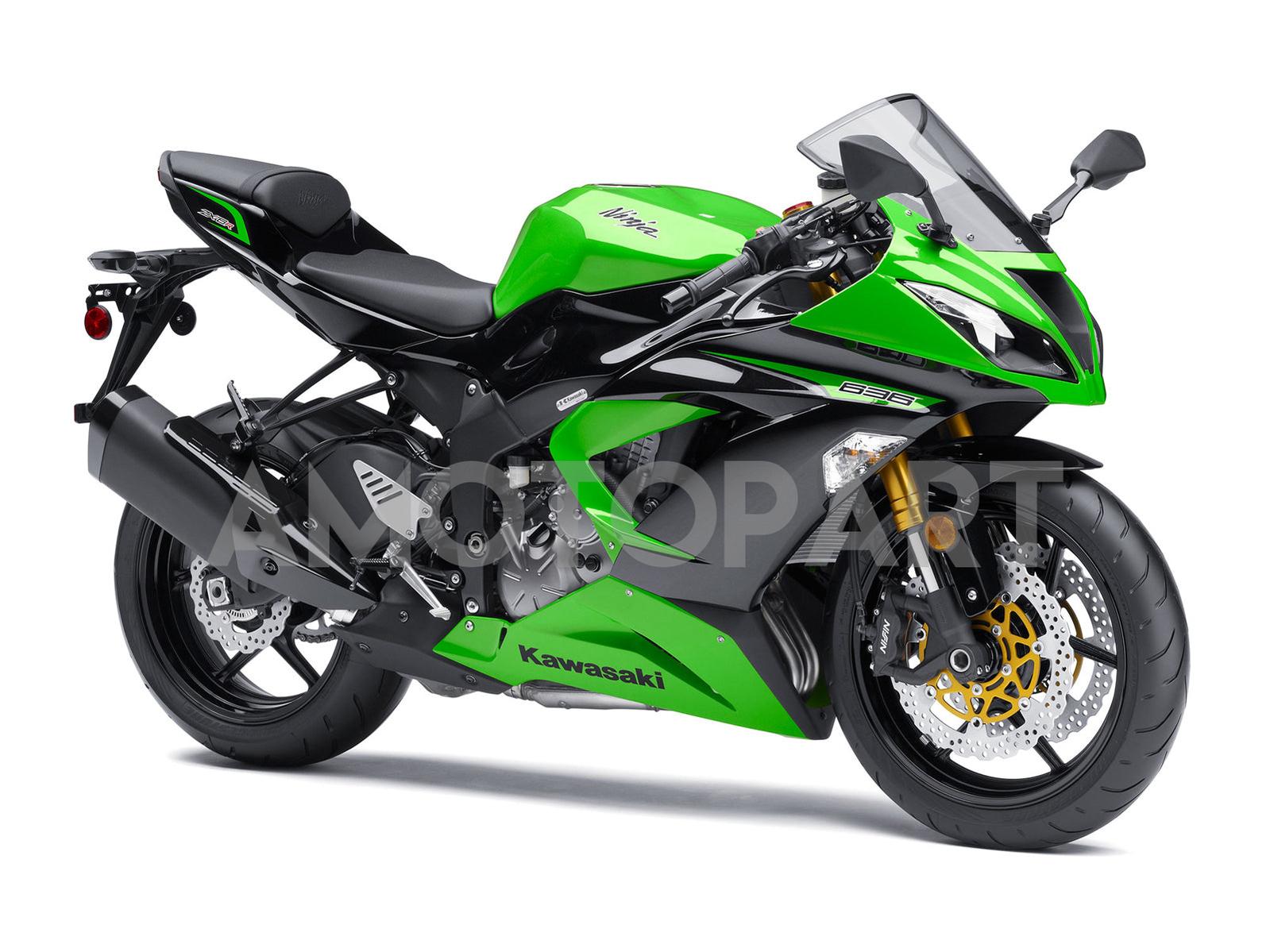 Amotopart Kawasaki ZX6R 636 2013-2018 Grün&Schwarzes Verkleidungskit