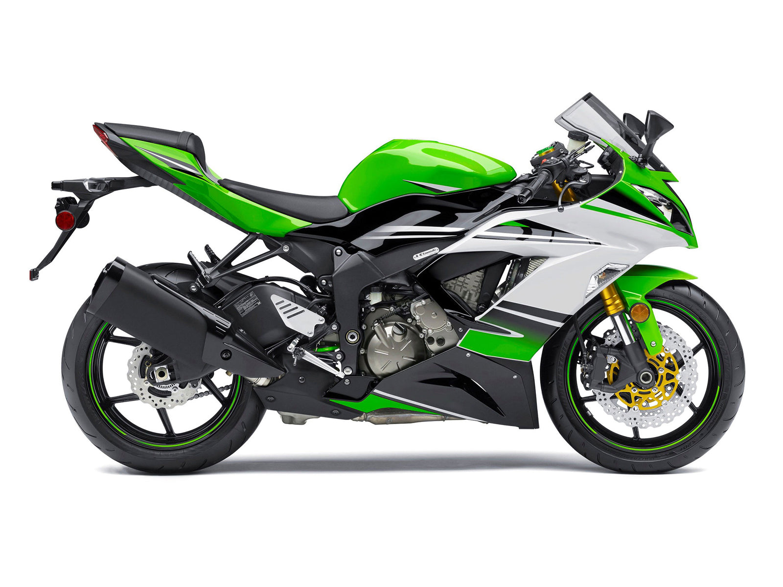 Amotopart 2013-2018 Kawasaki ZX6R フェアリング グリーン&ブラック キット