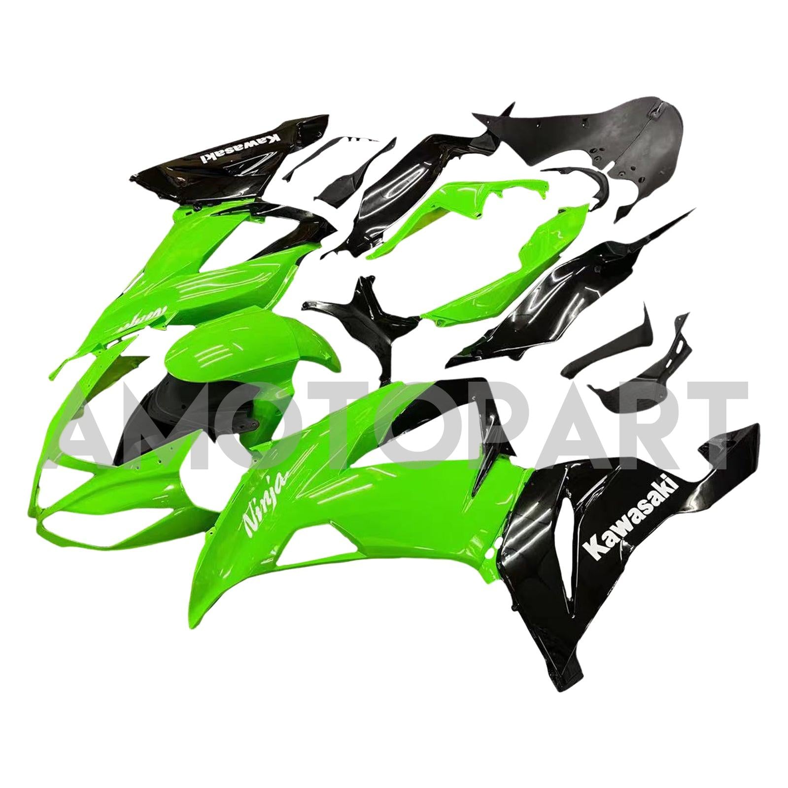 Amotopart Kawasaki 2013-2018 ZX6R 636 Green Black Fearing Kit
