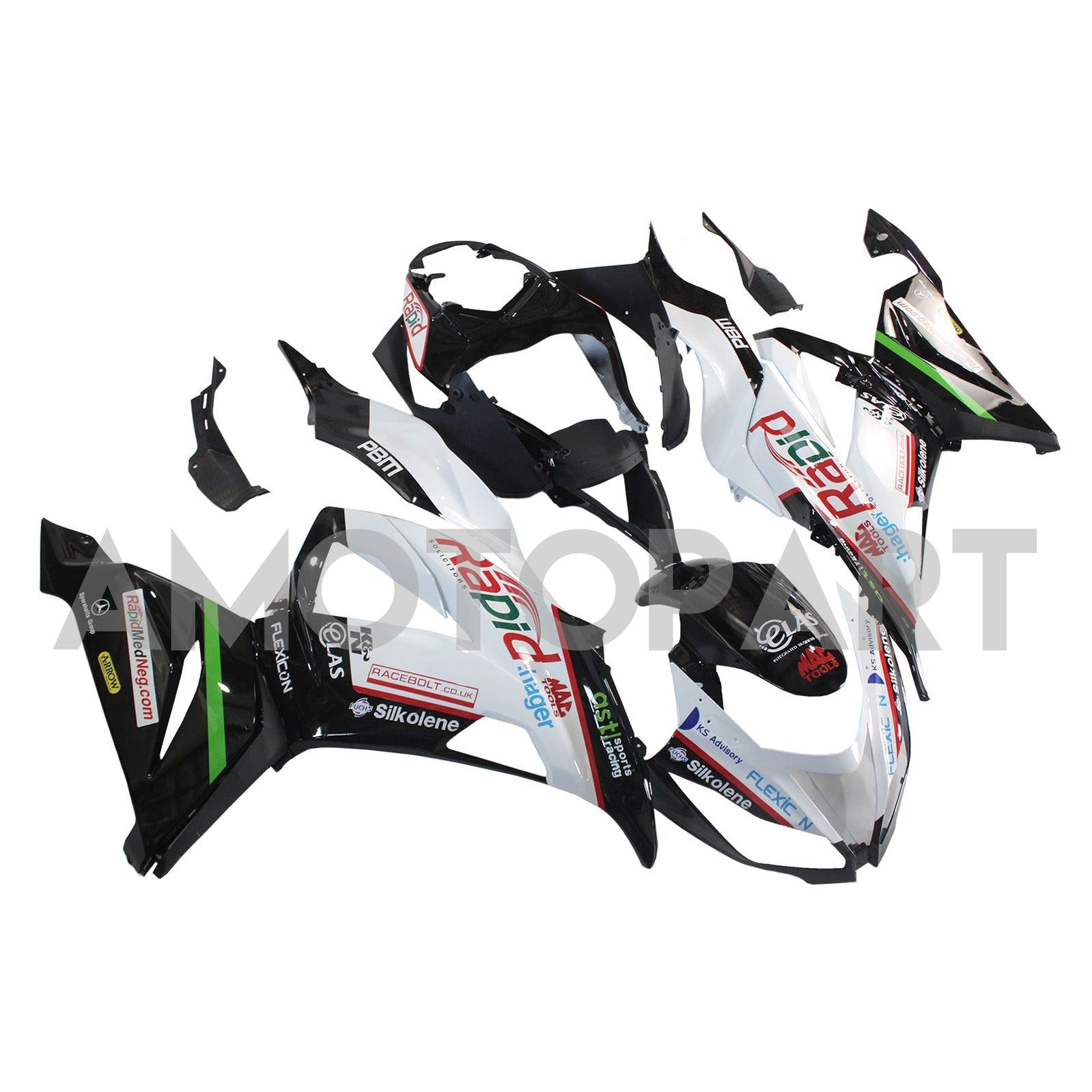 Amotopart Kawasaki 2013-2018 ZX6R 636 Schwarzweißverkleidungskit