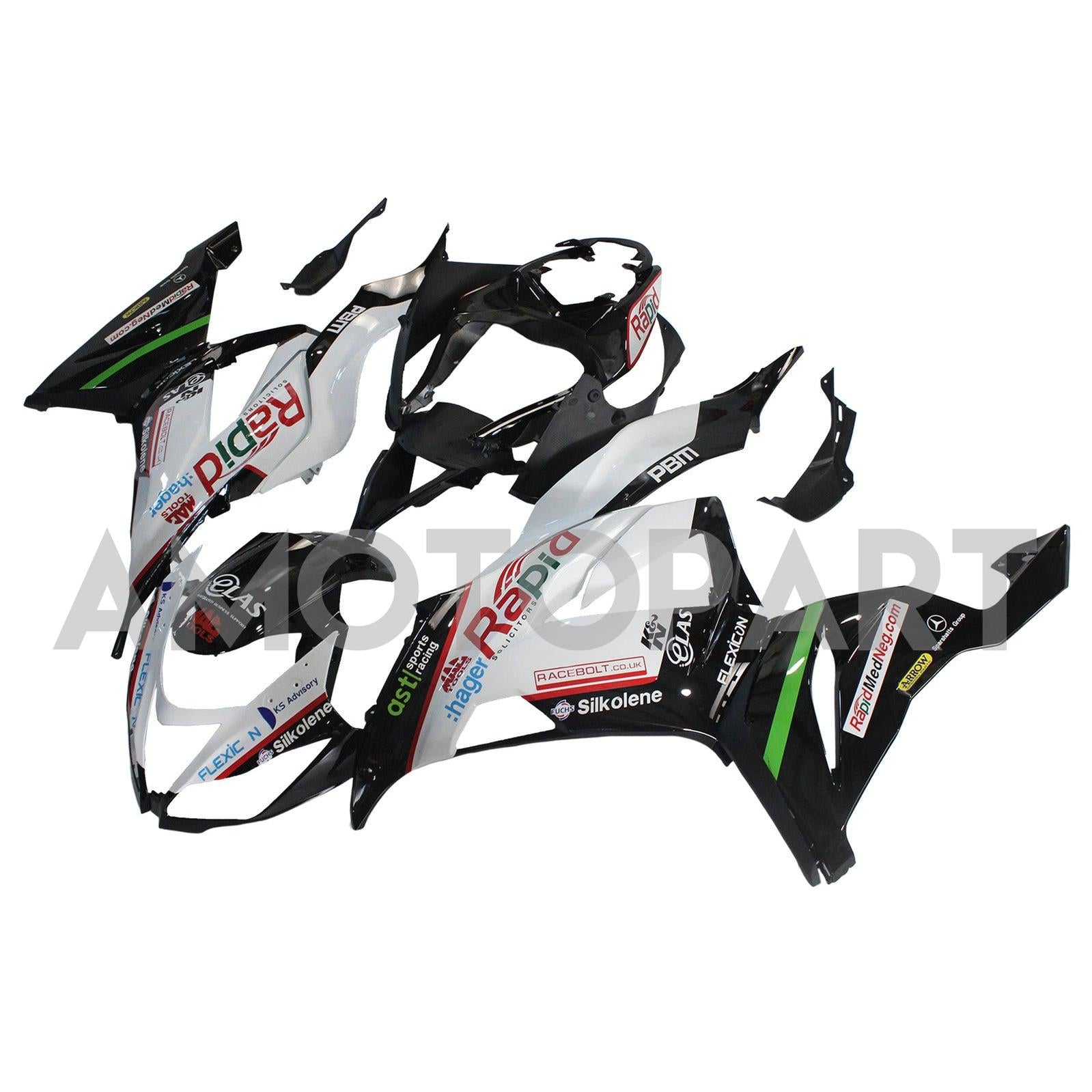 Amotopart Kawasaki 2013-2018 ZX6R 636 Schwarzweißverkleidungskit