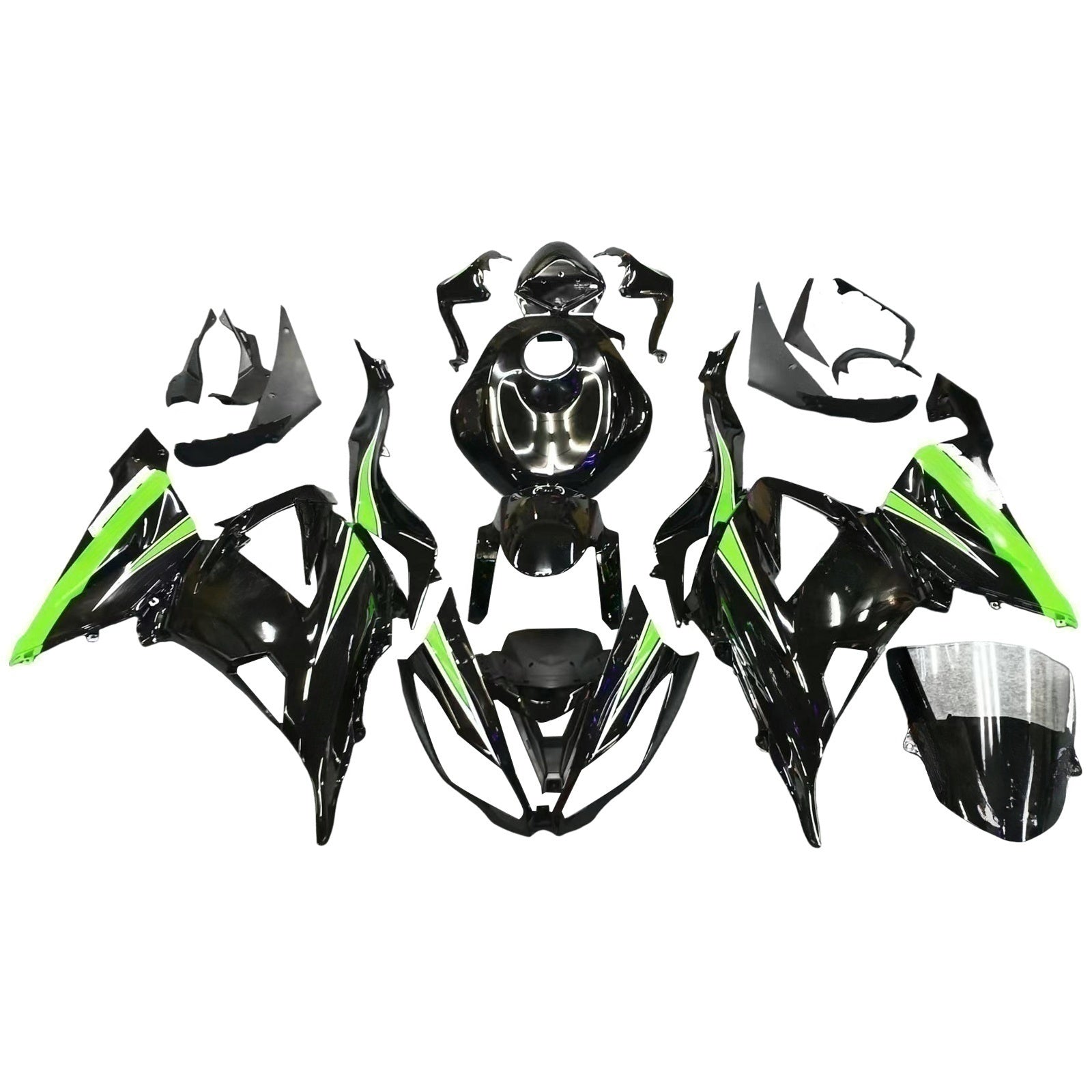 Amotopart Kawasaki ZX6R 636 2013-2018 Vert&BKit de carénage Style3 manquant