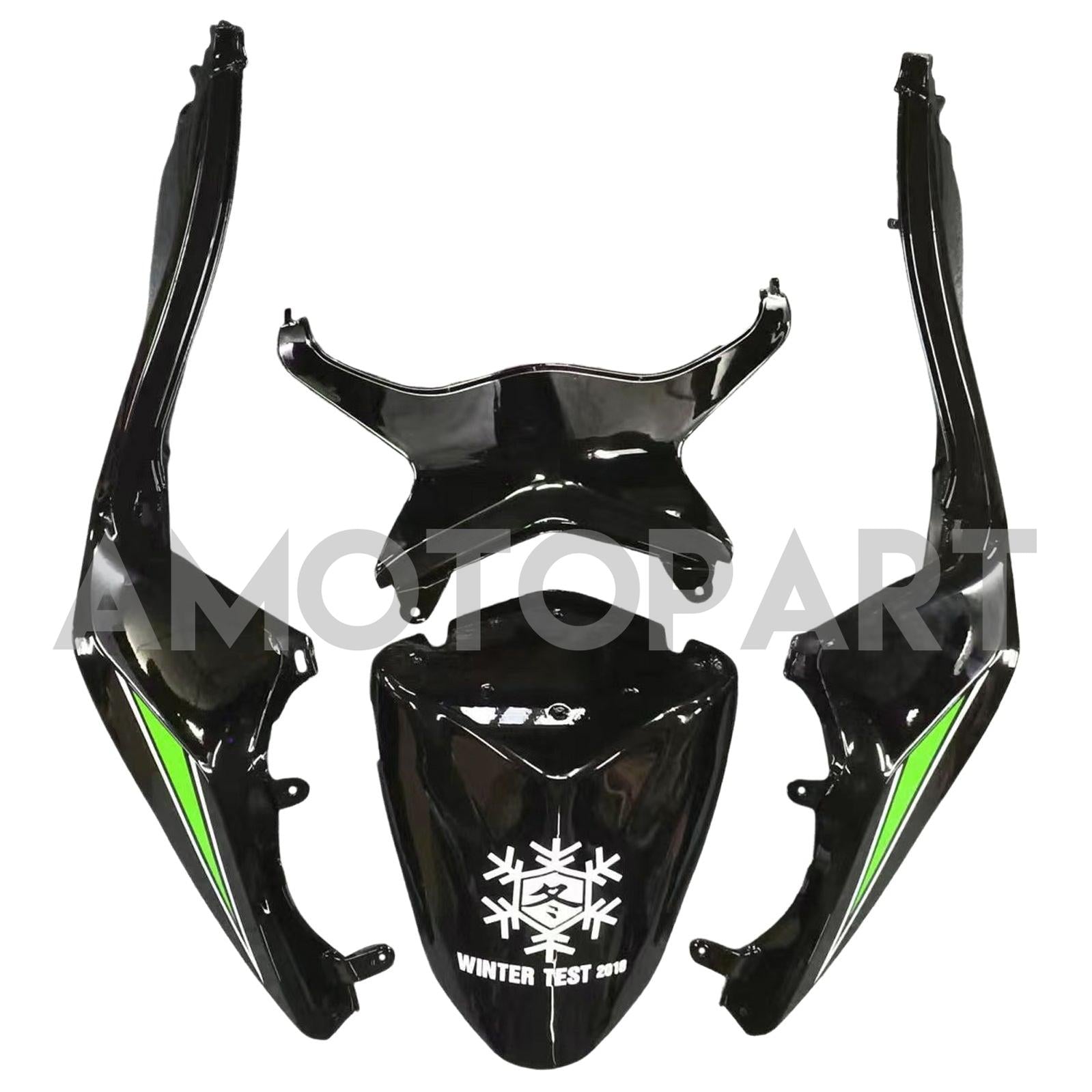 Amotopart Kawasaki ZX6R 636 2013-2018 Grün&Schwarzes Style3-Verkleidungskit
