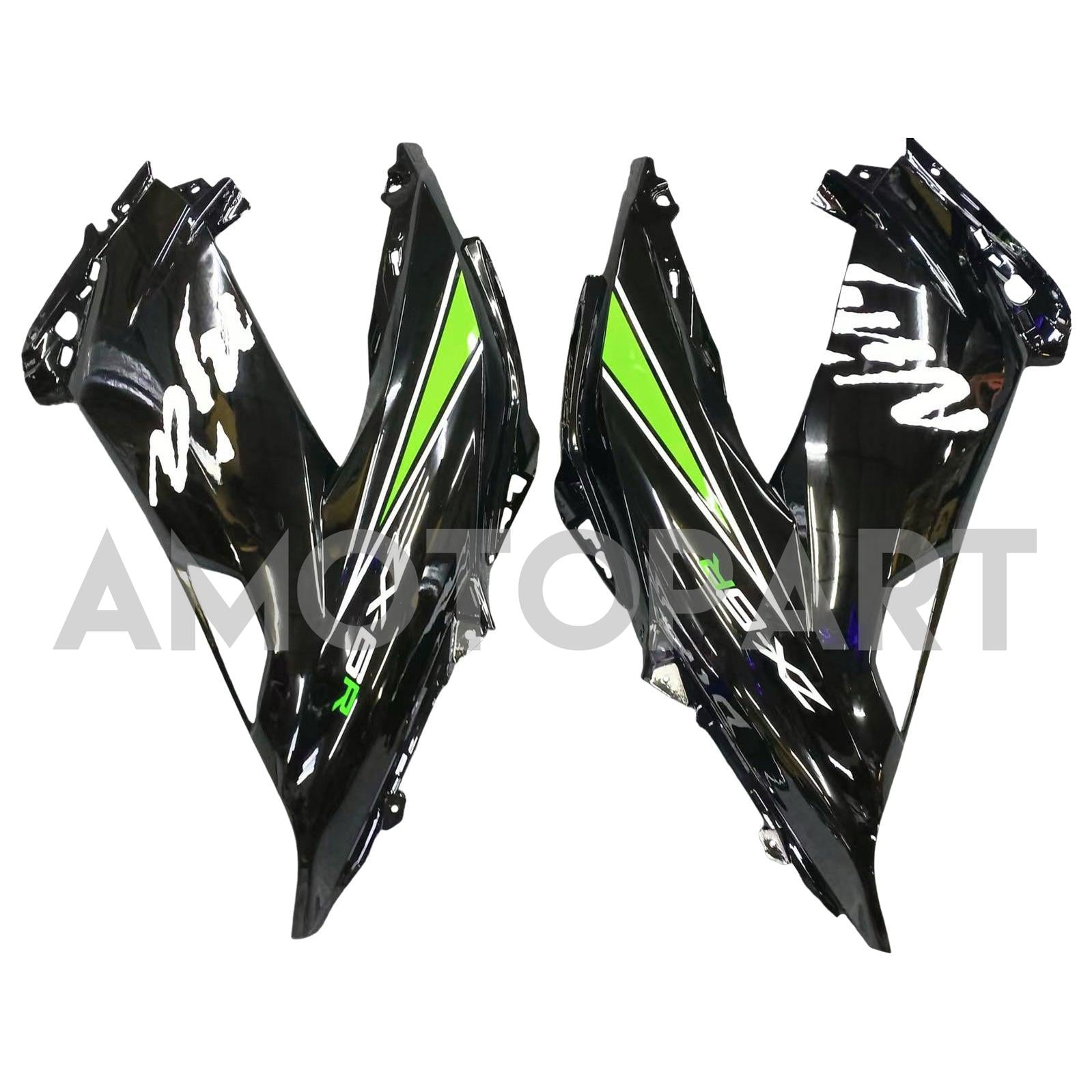 Amotopart Kawasaki ZX6R 636 2013-2018 Grün&Schwarzes Style3-Verkleidungskit