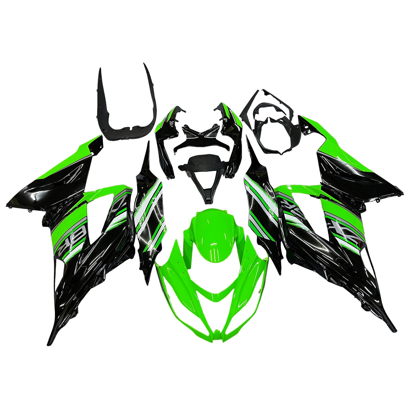Amotopart Kawasaki ZX6R 636 2013-2018 グリーン&ブラック Style2 フェアリングキット