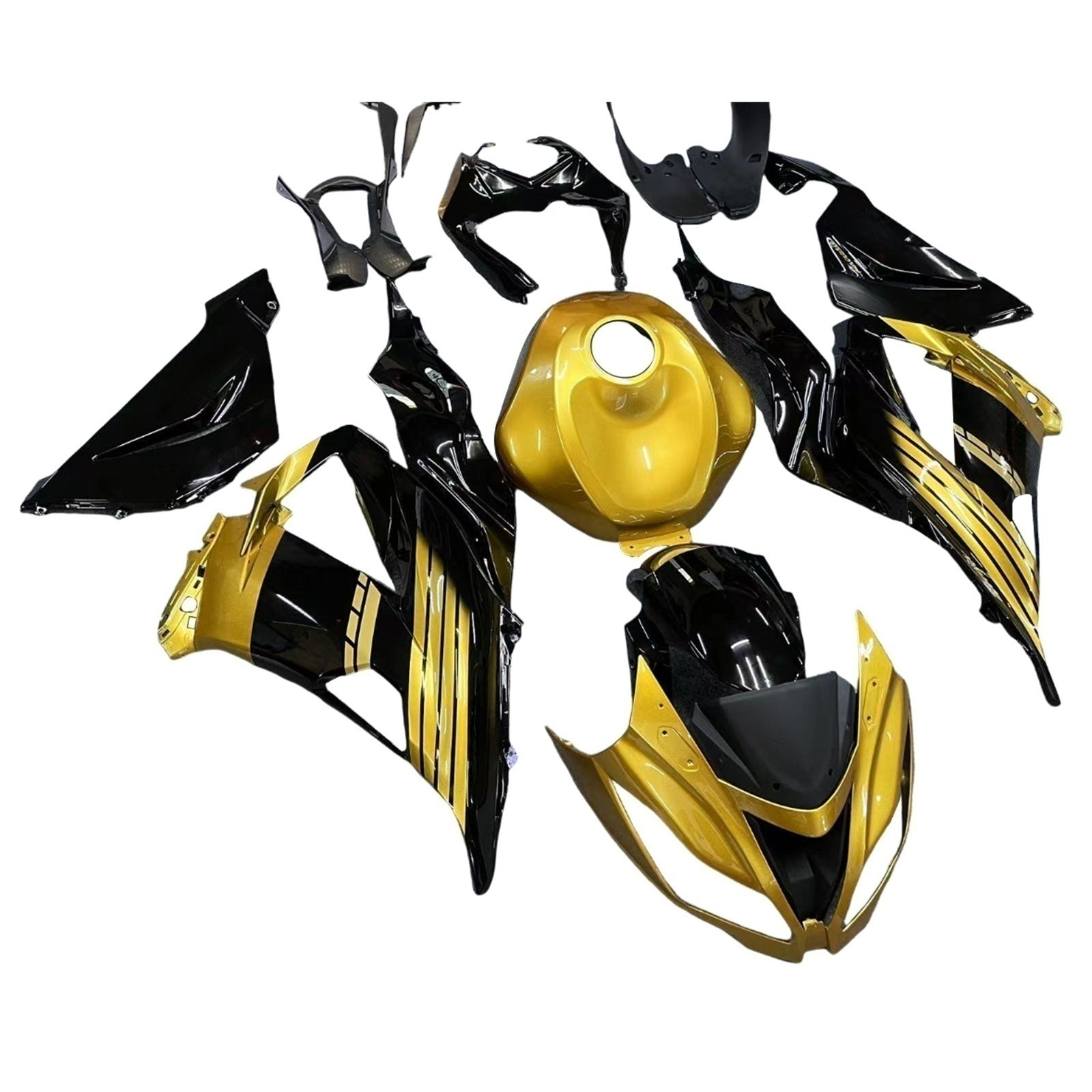 Amotopart Kawasaki ZX6R 636 2013-2018 Gold&Black Style3 Fairing Kit