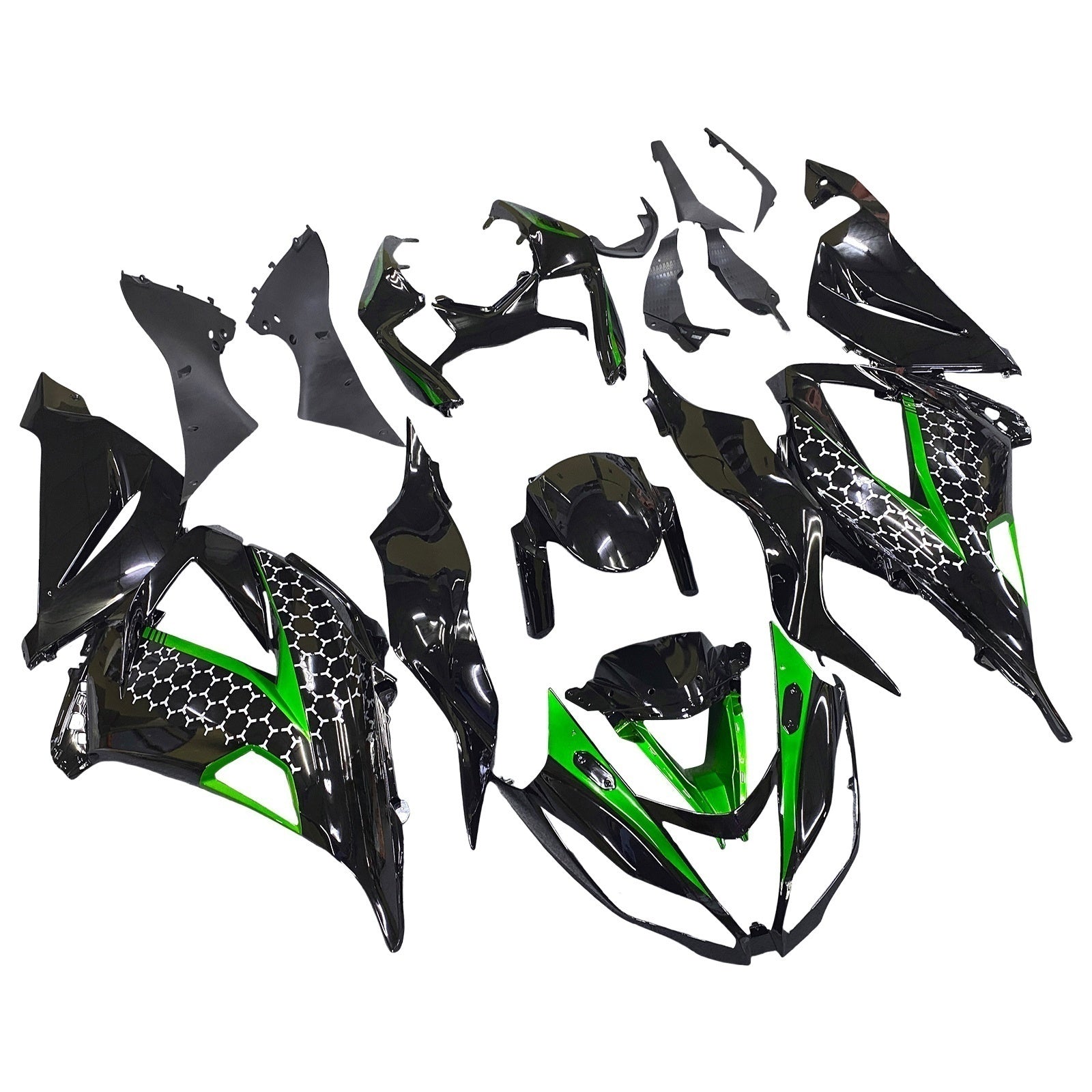 Amotopart Kawasaki ZX6R 636 2013-2018 Green&Black Style4 Fairing Kit