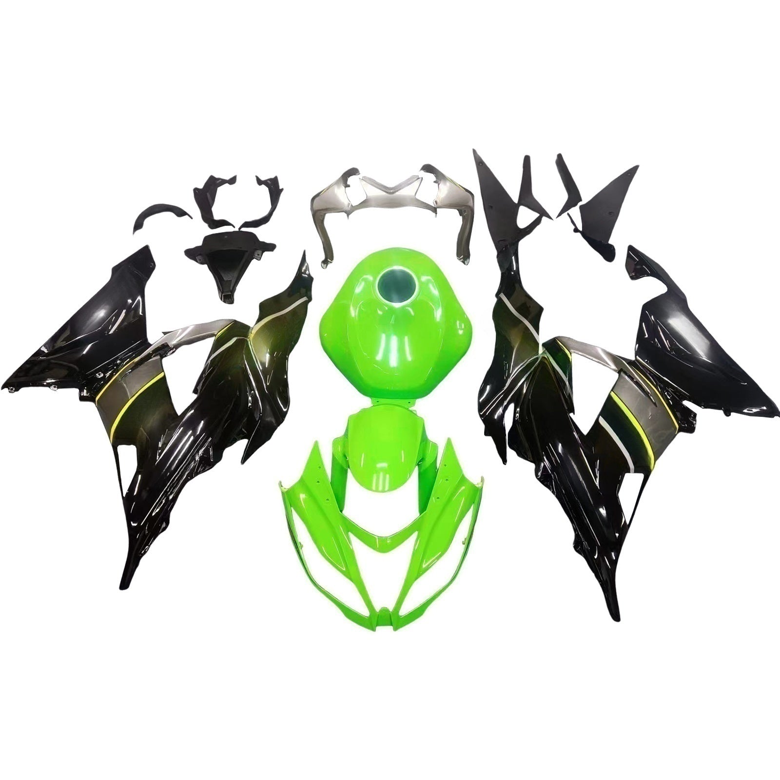 Amotopart Kawasaki ZX6R 636 2013-2018 Green&Black Style5 Fairing Kit