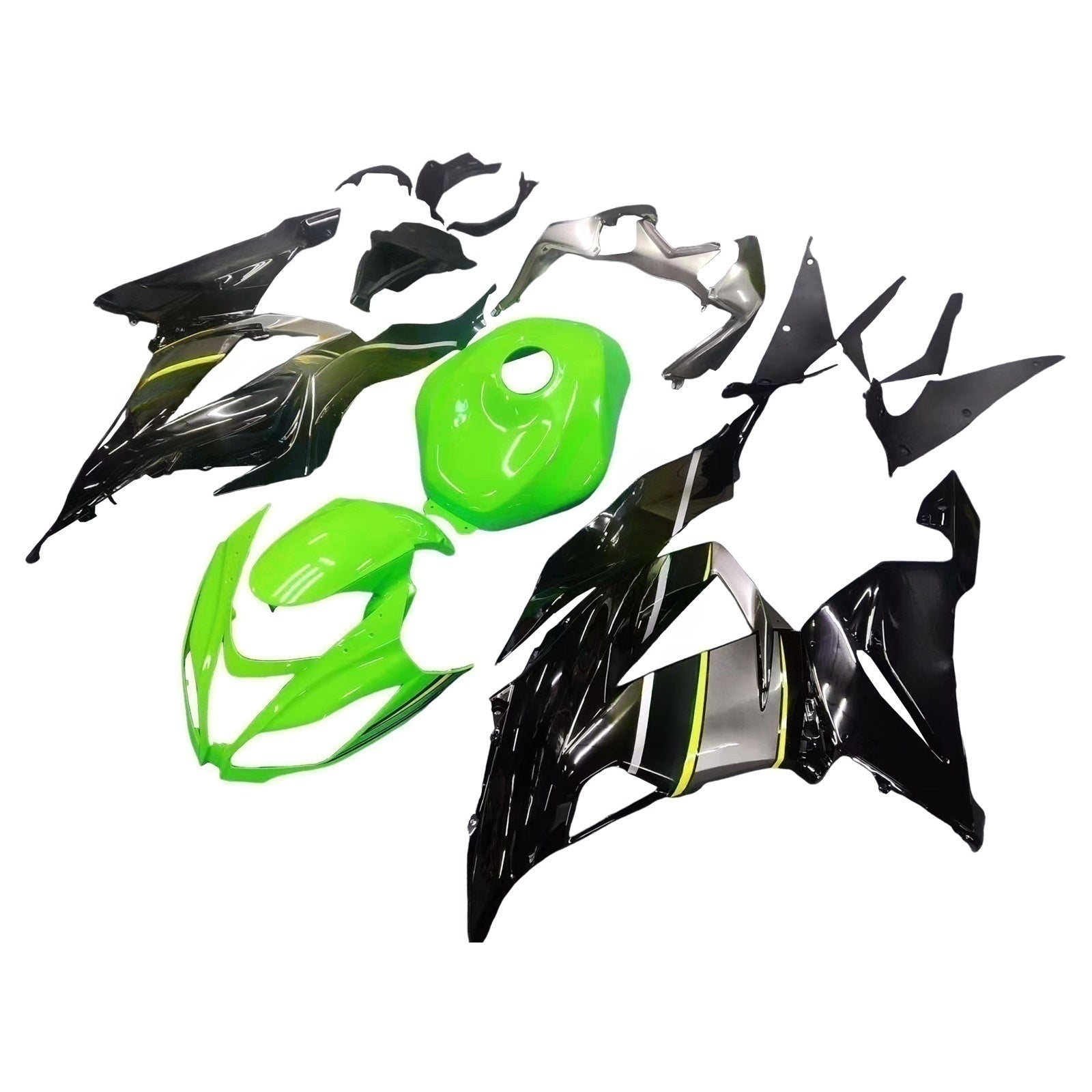Amotopart Kawasaki ZX6R 636 2013-2018 Green&Black Style5 Fairing Kit