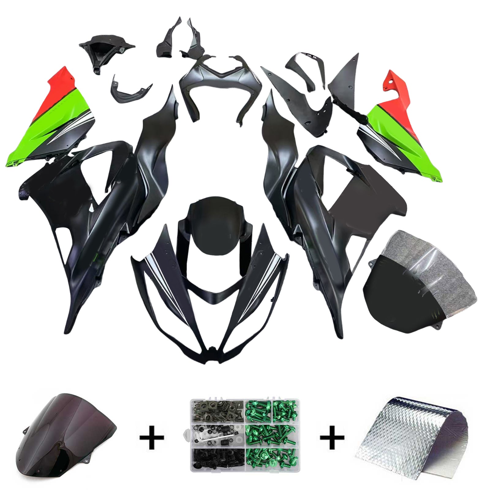 Amotopart Kawasaki ZX6R 636 2013-2018 Green&Black Style6 Fairing Kit
