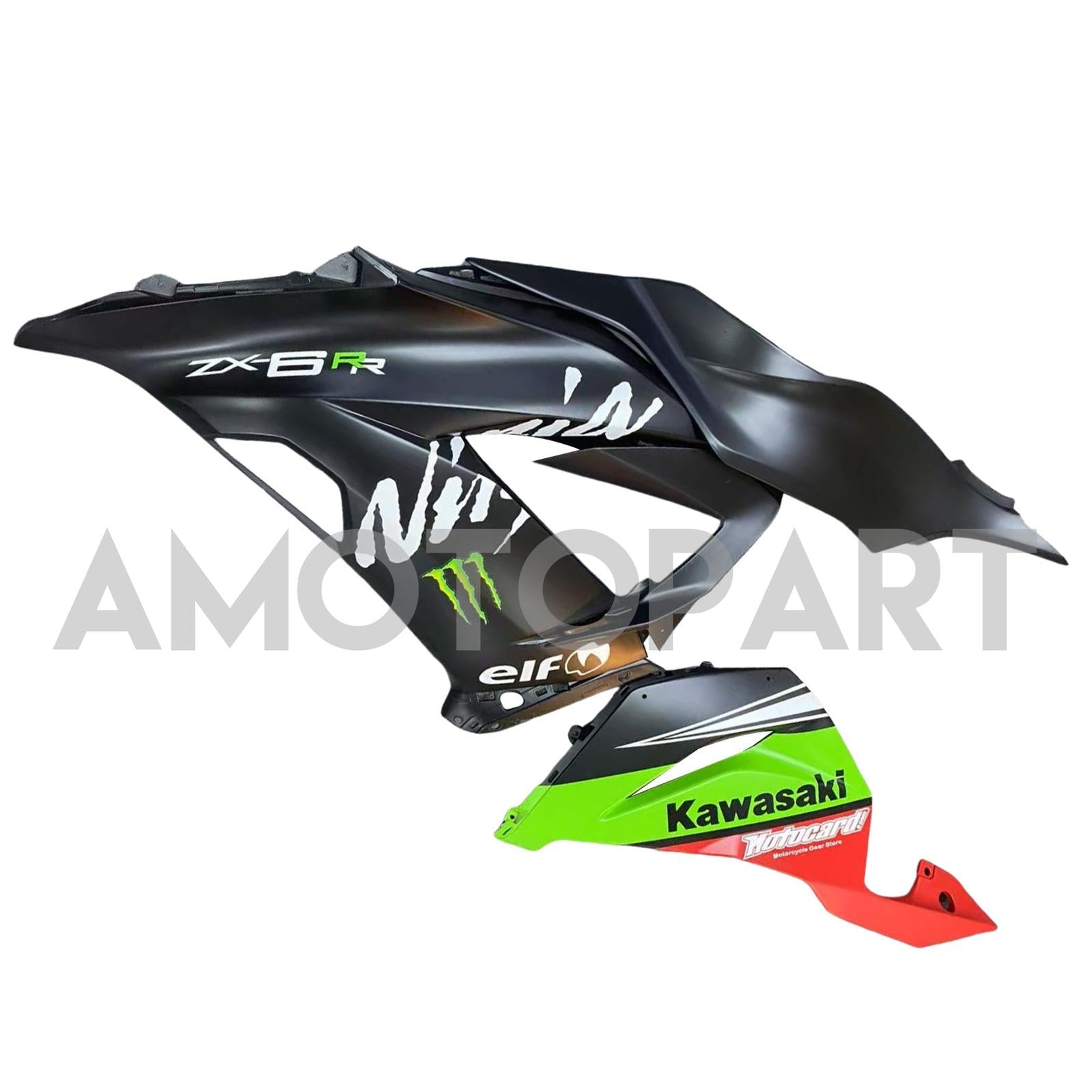 Amotopart Kawasaki ZX6R 636 2013-2018 Green&Black Style6 Fairing Kit
