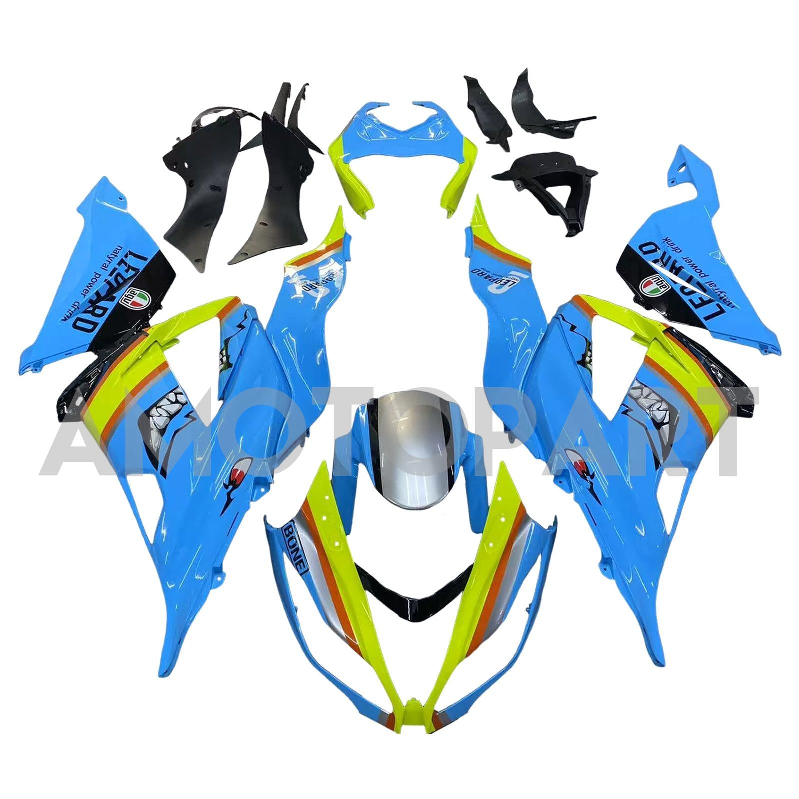 Amotopart Kawasaki ZX6R 636 2013-2018 Blue&Yellow Fairing Kit