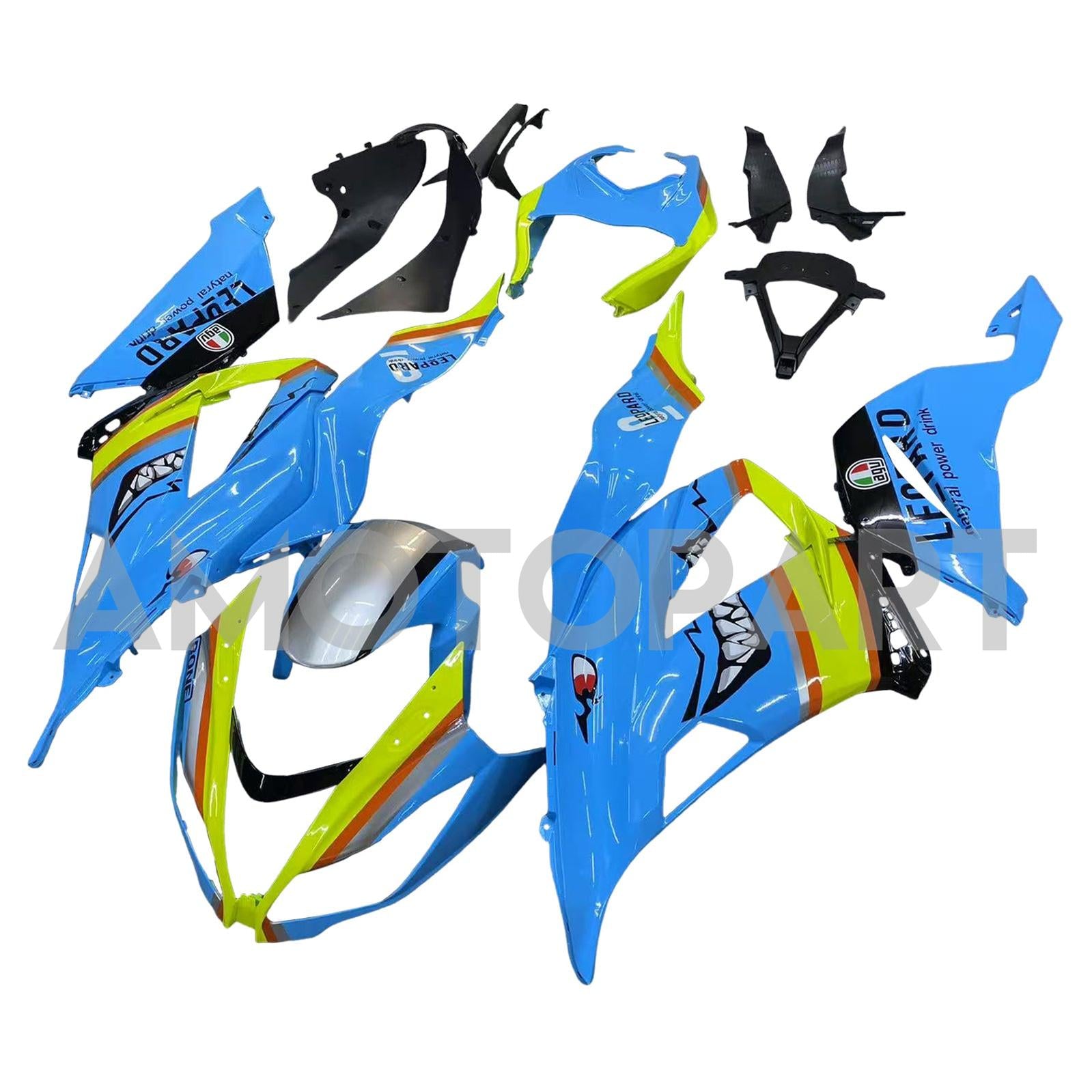 Amotopart Kawasaki ZX6R 636 2013-2018 Blue&Yellow Fairing Kit