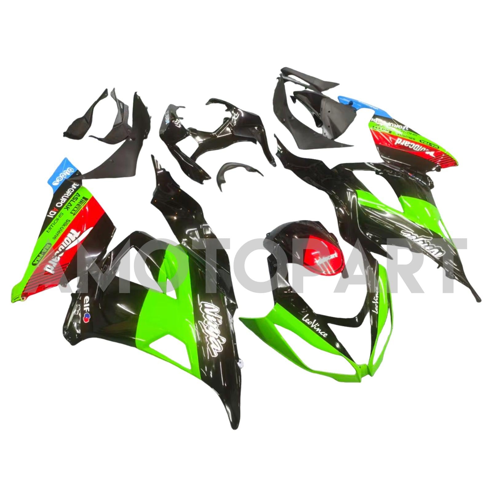 Amotopart Kawasaki ZX6R 636 2013-2018 Green&Black Style7 Fairing Kit