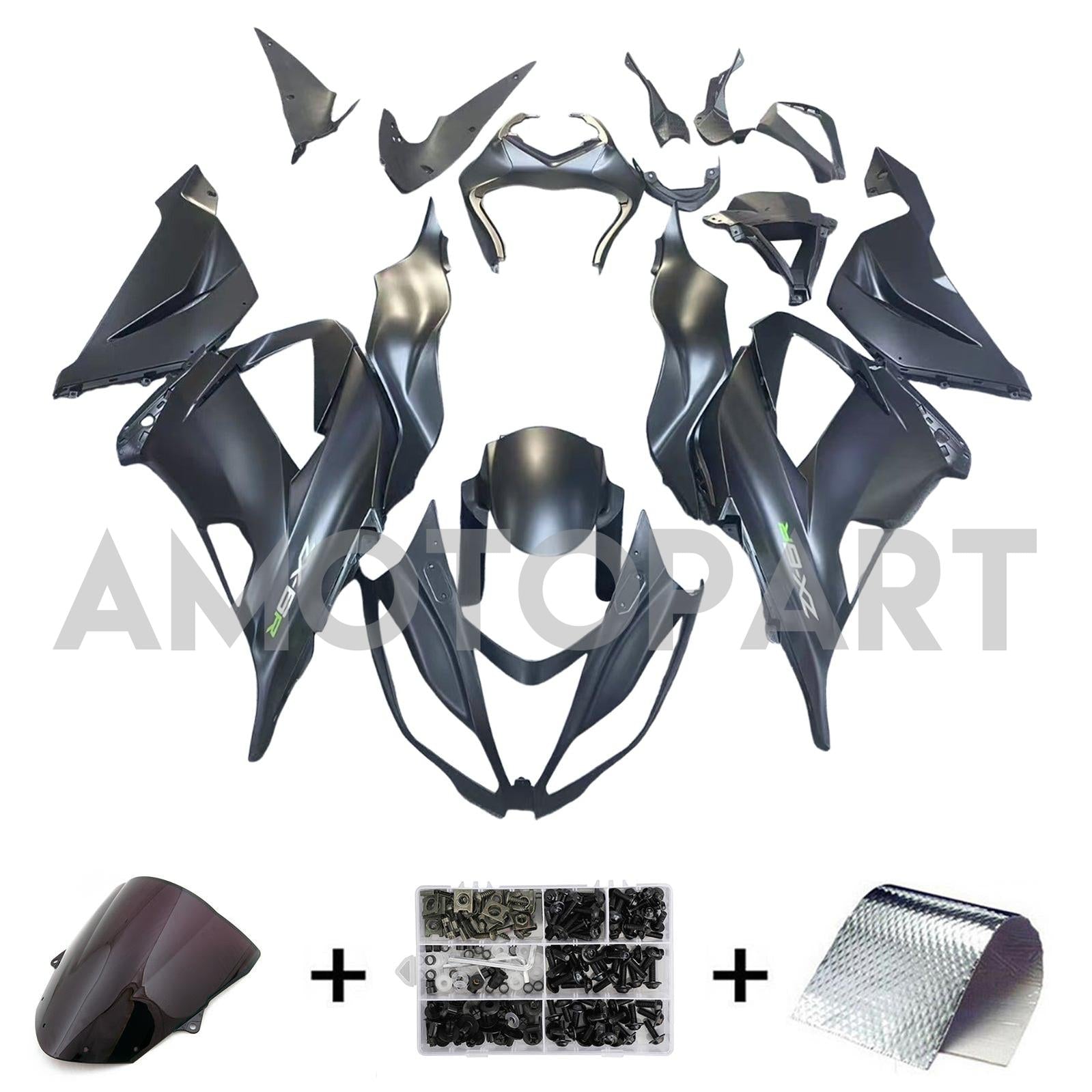 Amotopart Kawasaki ZX6R 636 2013-2018 Schwarzverkleidungskit