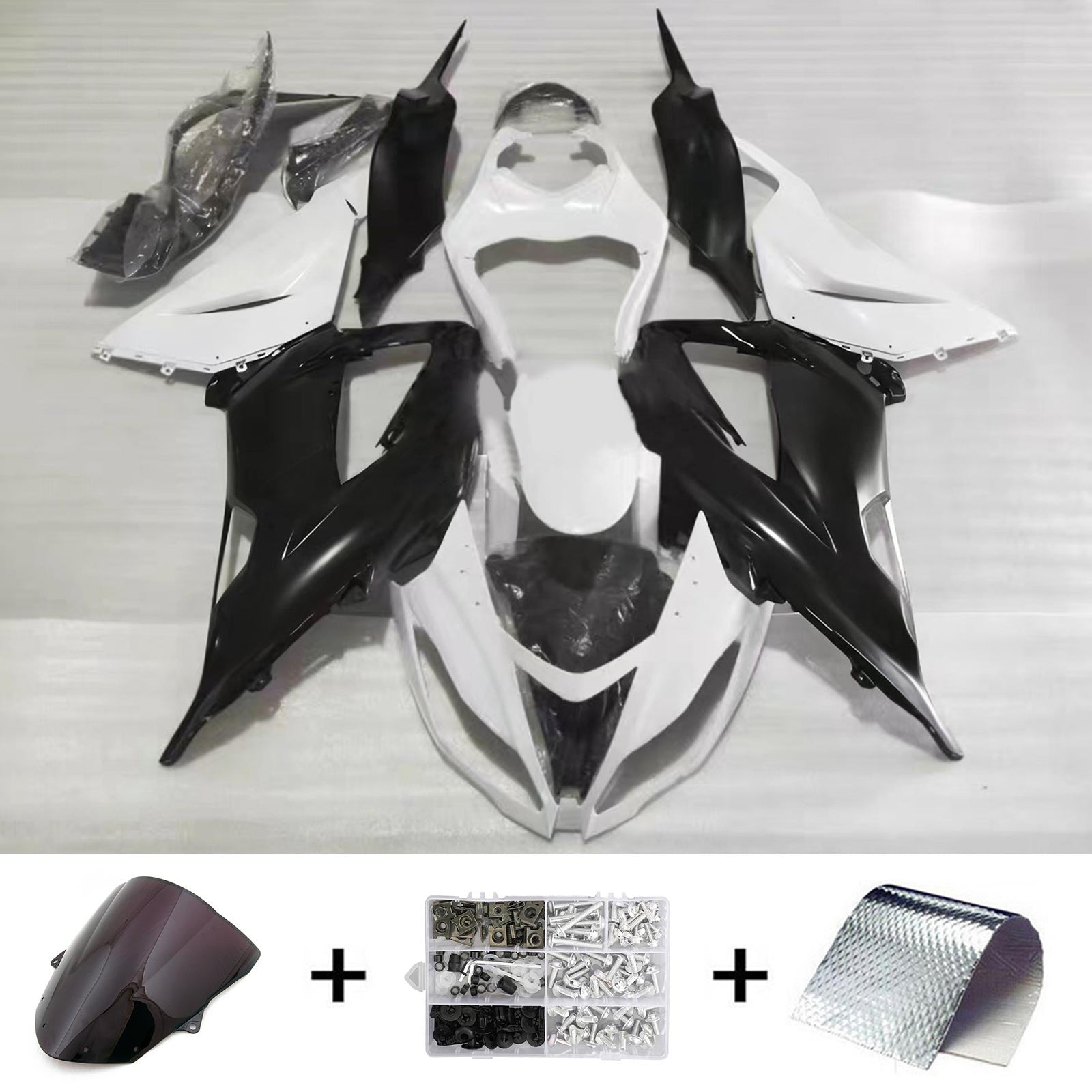 Amotopart Kawasaki ZX6R 636 2013-2018 White & Black Style3 Failing Kit