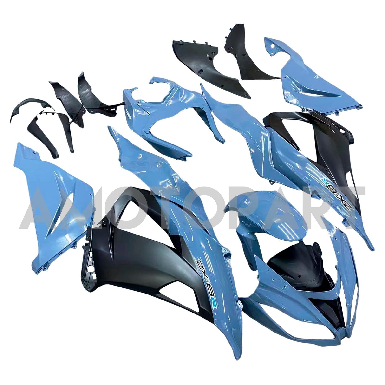 Amotopart 2013-2018 Kawasaki ZX6R 636 Black Gray Fairing Kit