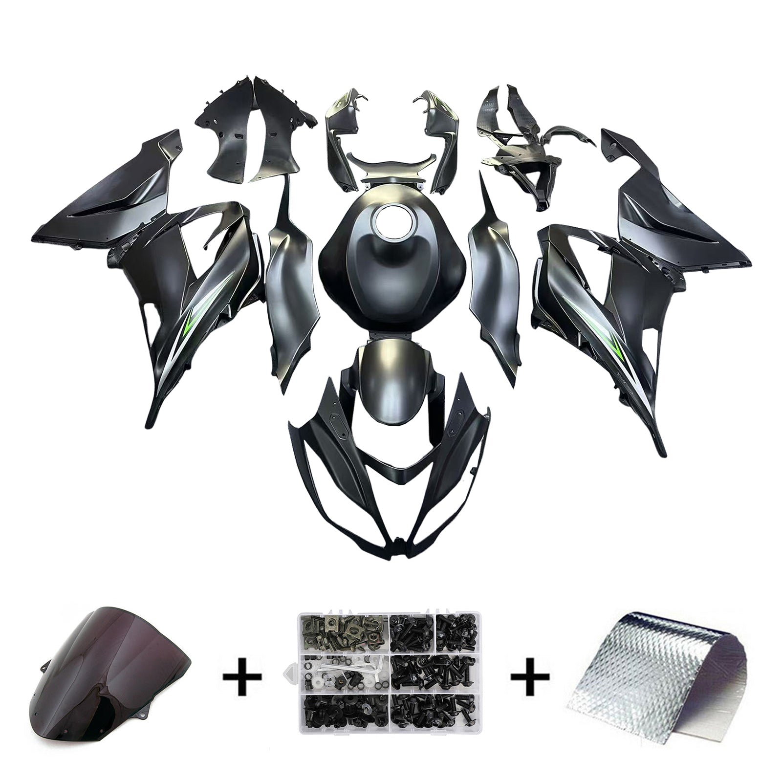 Amotopart 2013-2018 Kawasaki ZX6R 636 ブラック フェアリングキット