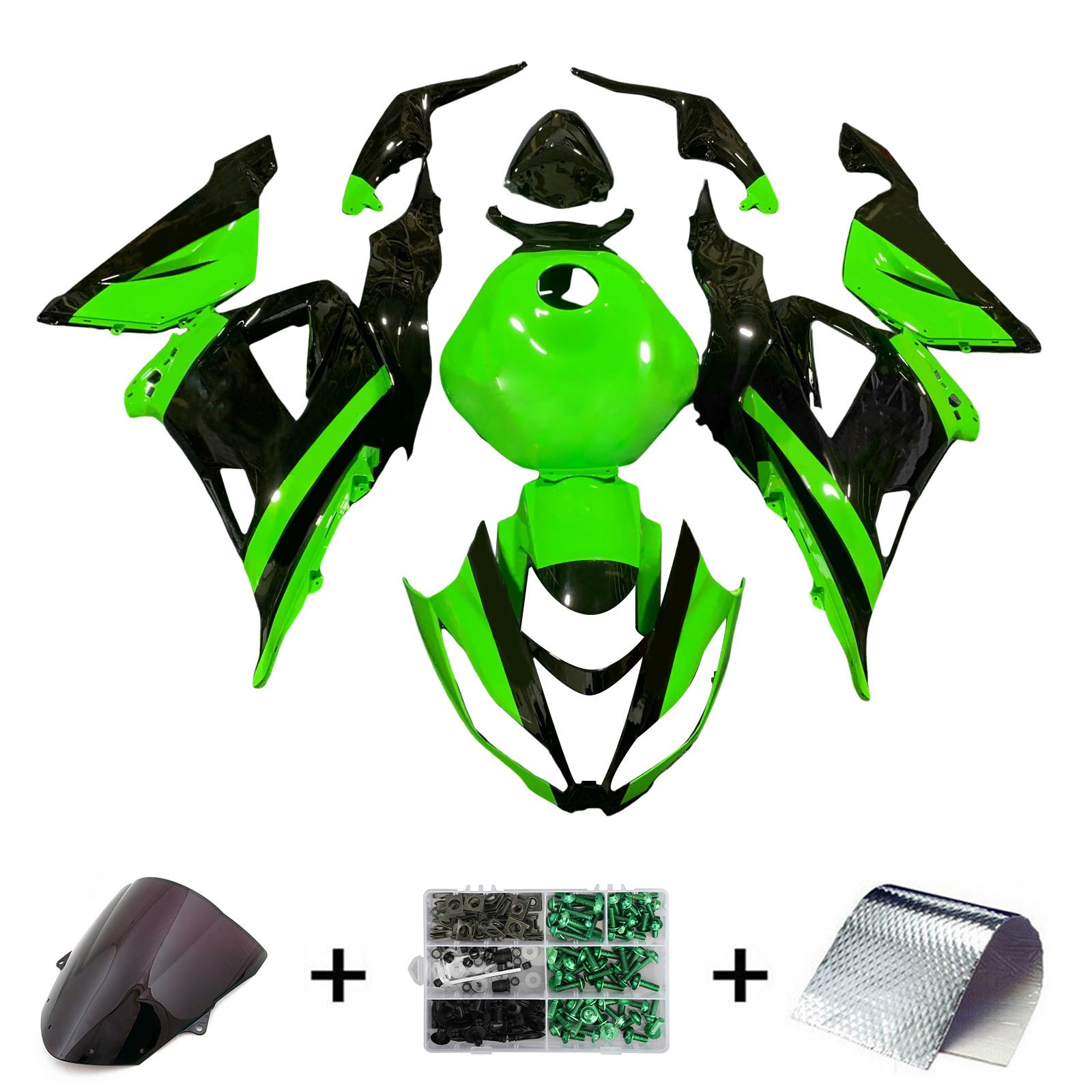 Kit carena Amotopart 2013-2018 Kawasaki ZX6R 636 verde nero