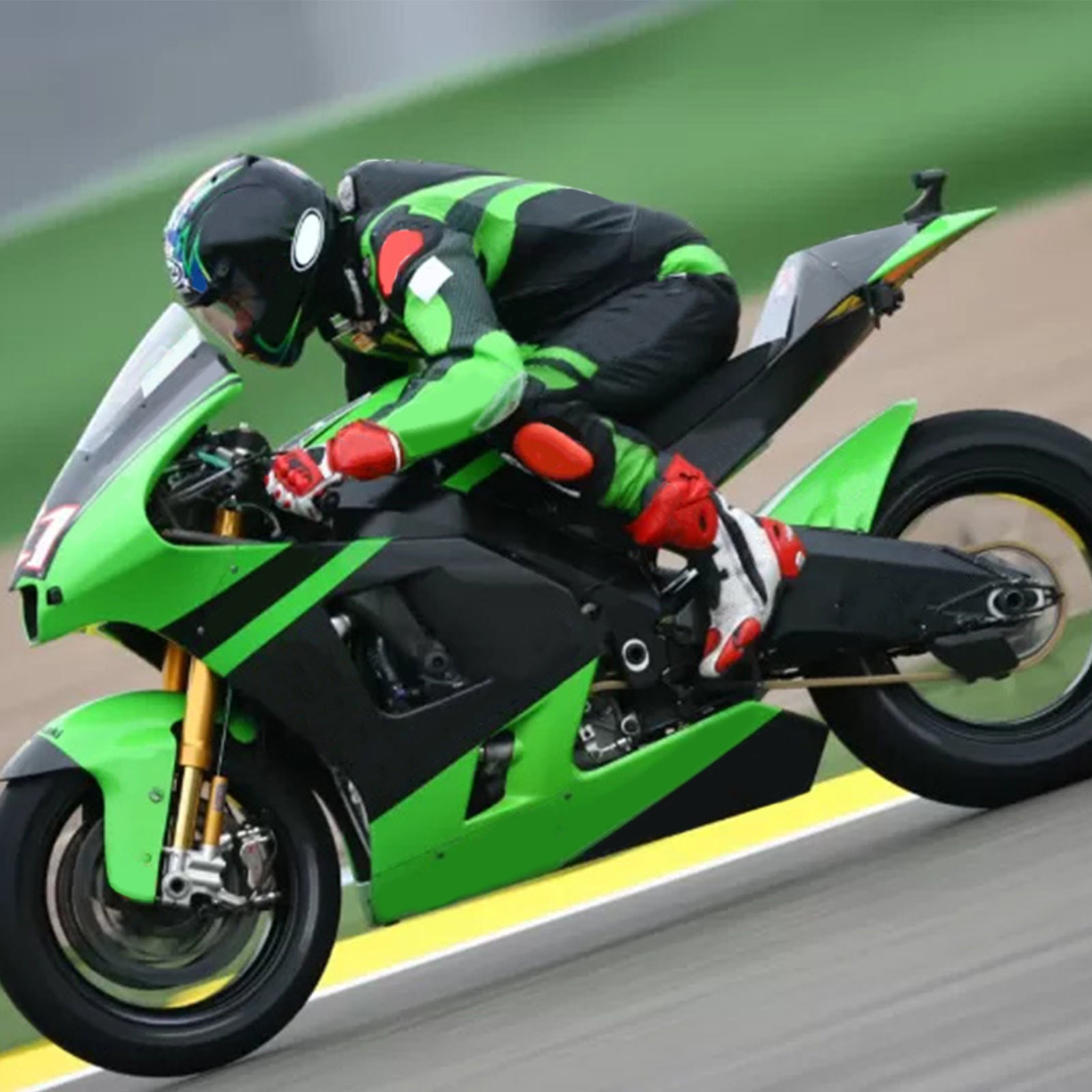 Kit carena Amotopart 2013-2018 Kawasaki ZX6R 636 verde nero