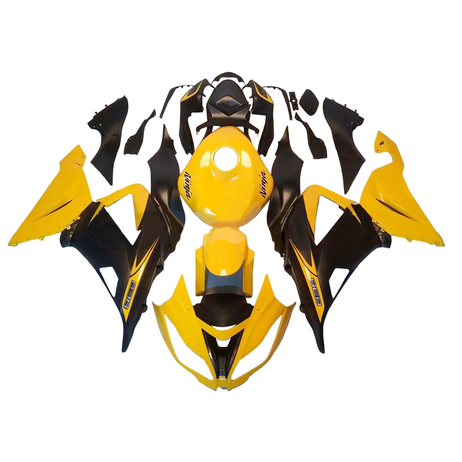 Amotopart 2013-2018 Kawasaki ZX6R 636 Kit de carénage noir jaune
