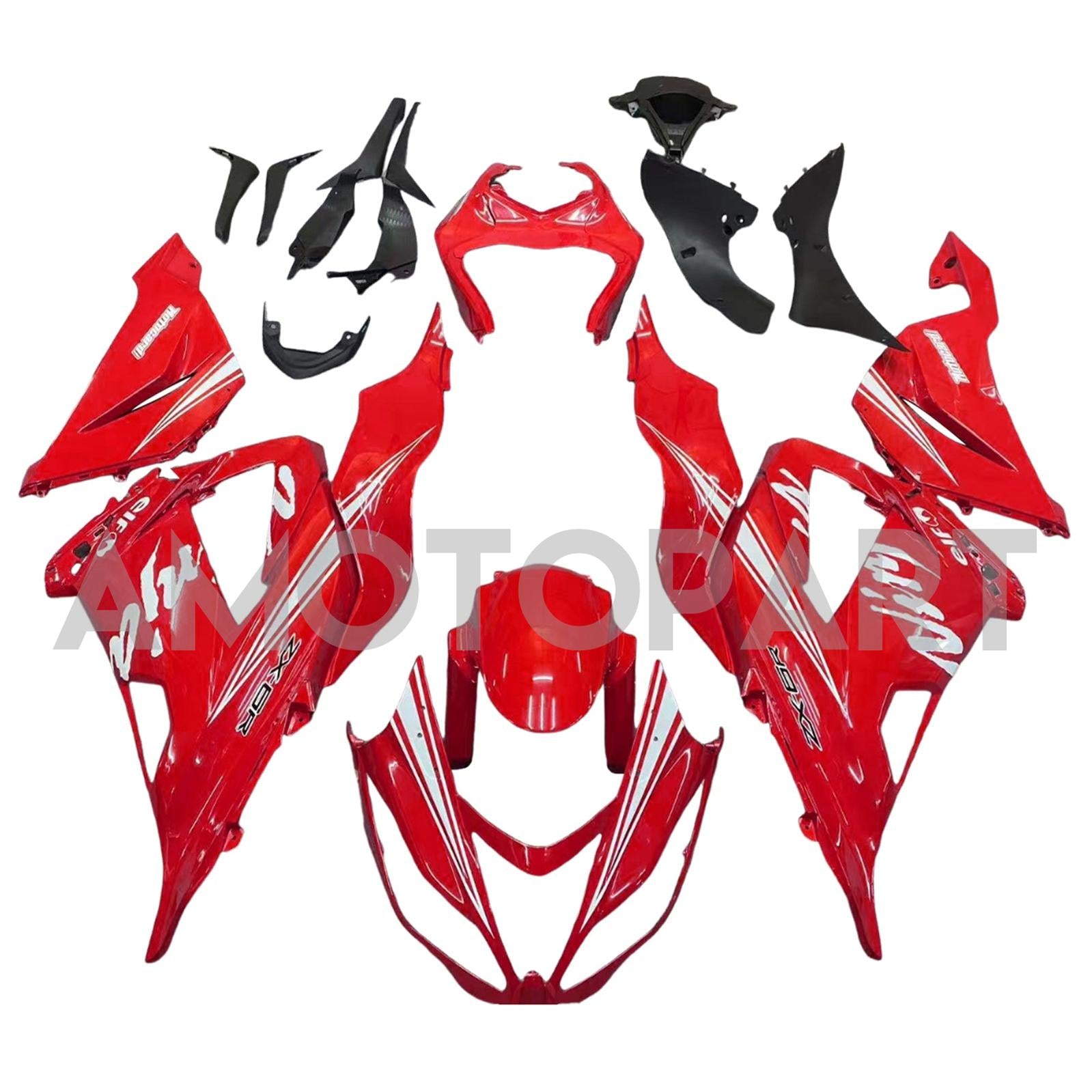 Amotopart 2013-2018 Kawasaki ZX6R 636 Red Fairing Kit