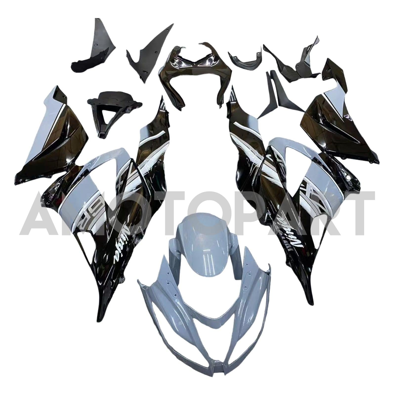 Amotopart 2013-2018 Kawasaki ZX6R 636 Gray Black Fairing Kit