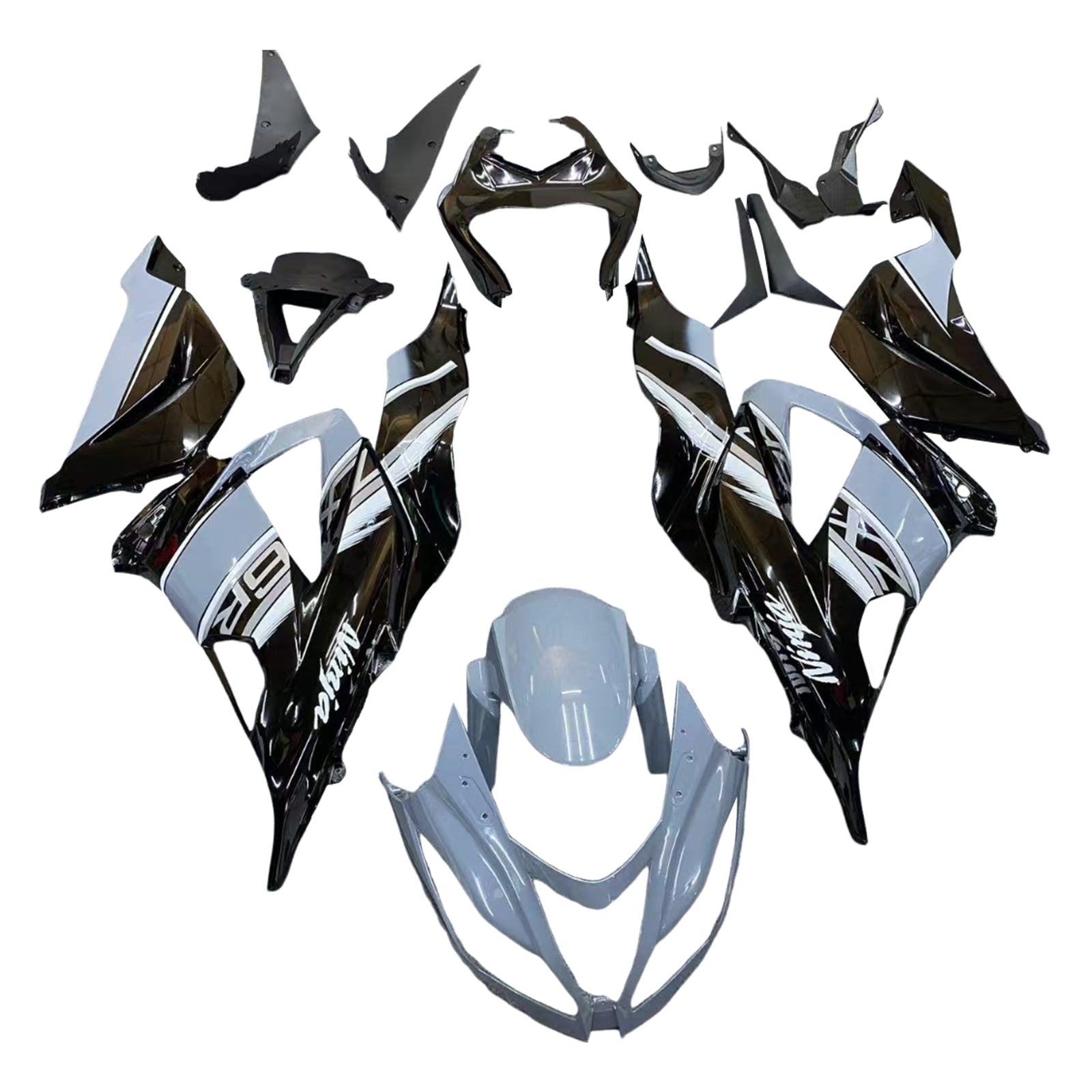 Amotopart 2013-2018 Kawasaki ZX6R 636 Gray Black Fairing Kit