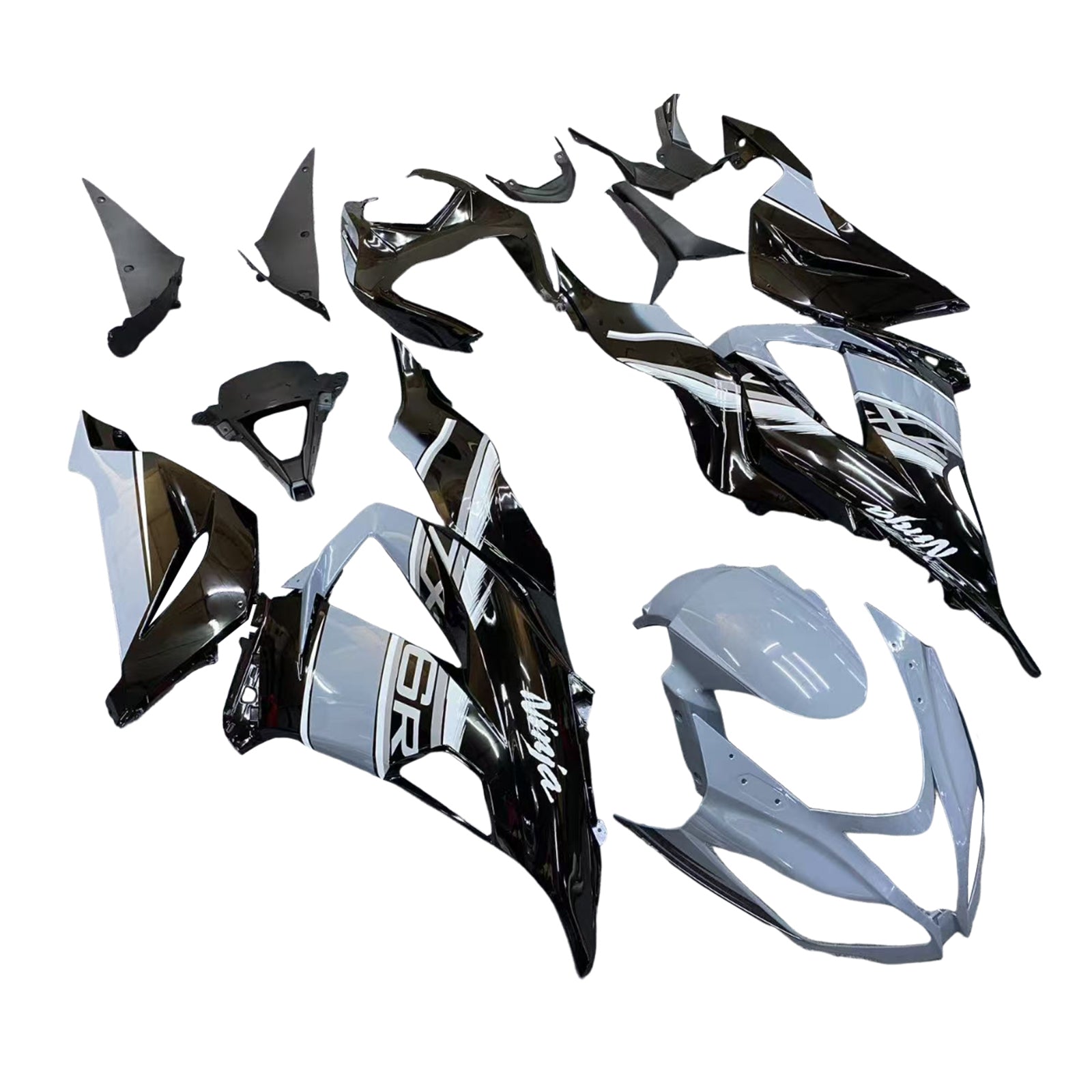 Amotopart 2013-2018 Kawasaki ZX6R 636 Gray Black Fairing Kit