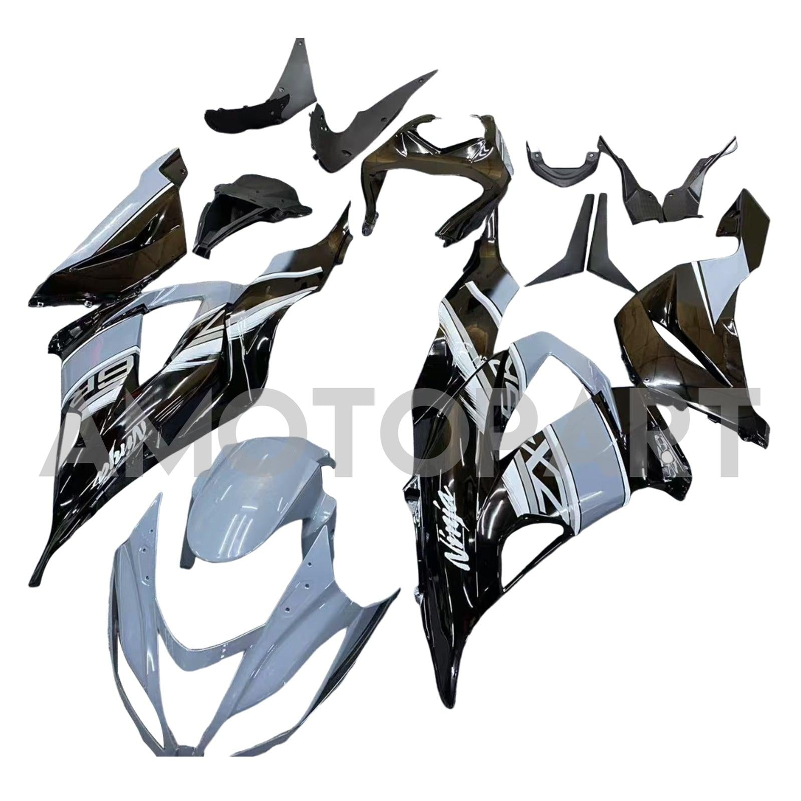 Amotopart 2013-2018 Kawasaki ZX6R 636 Gray Black Fairing Kit