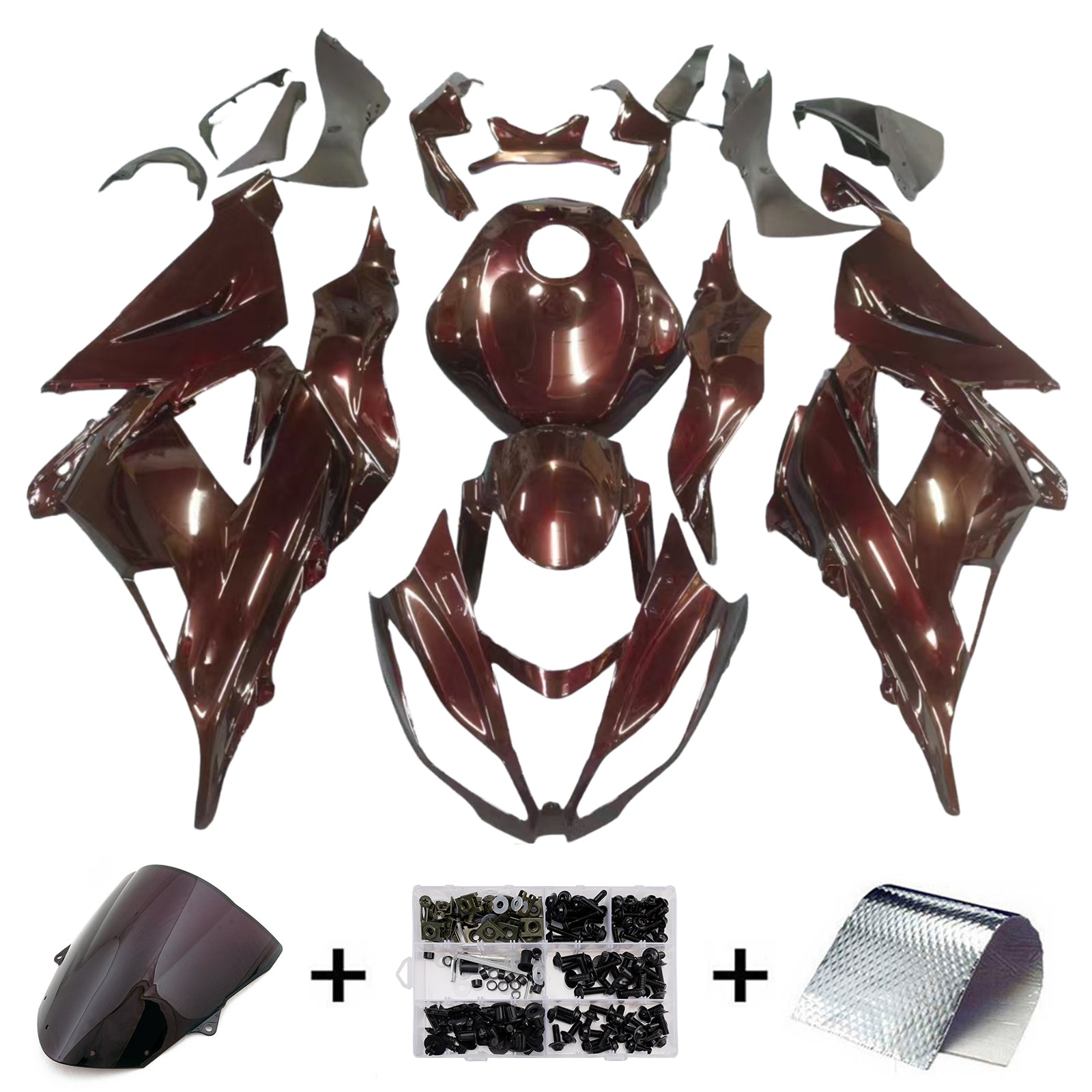 Amotopart 2013-2018 Kawasaki ZX6R 636 Dark Red Fairing Kit