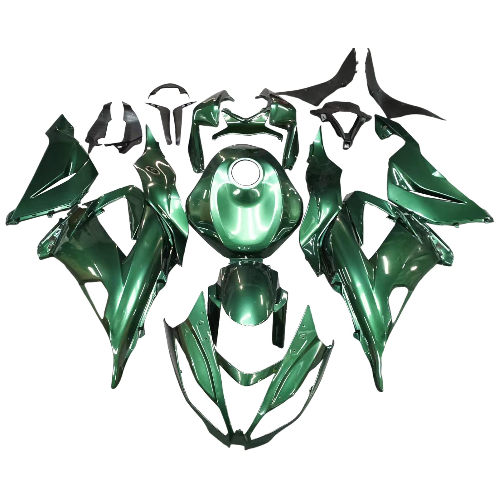 Amotopart 2013-2018 Kawasaki ZX6R 636 Black Green Fairing Kit