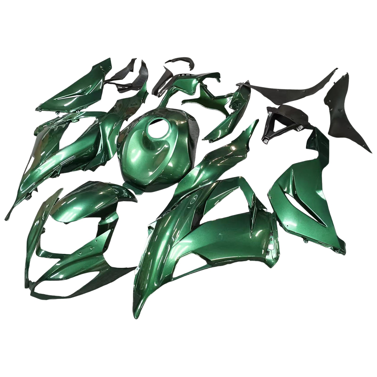 Amotopart 2013-2018 Kawasaki ZX6R 636 Black Green Fairing Kit