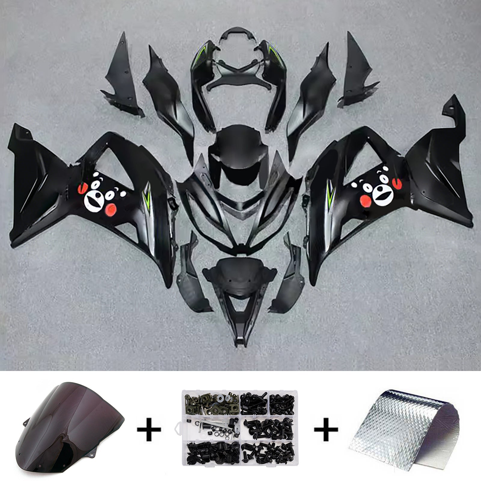 Amotopart 2013-2018 Kawasaki ZX6R 636 Black Fairing Kit