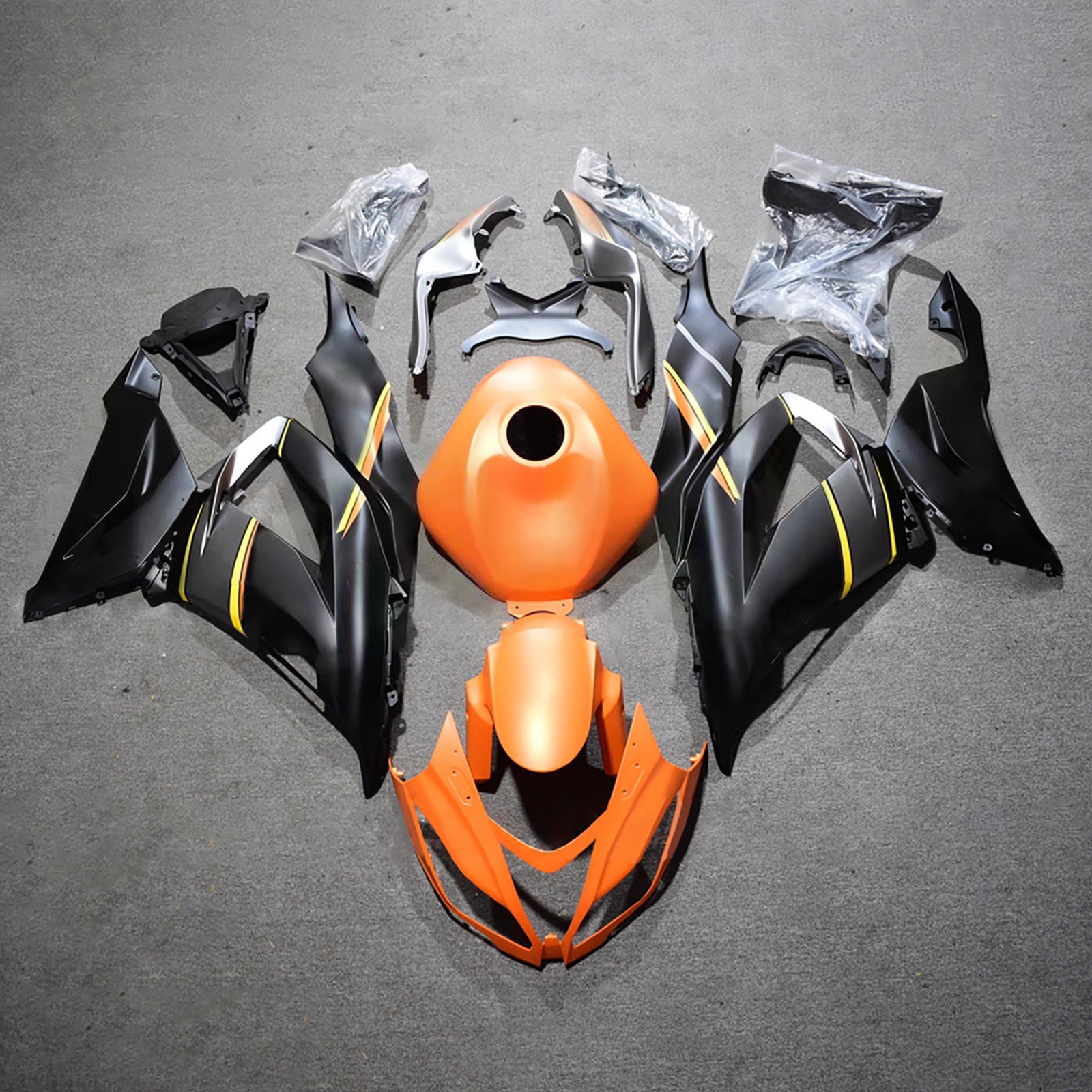 Amotopart 2013-2018 Kawasaki ZX6R 636 Zestaw owiewek pomarańczowy czarny
