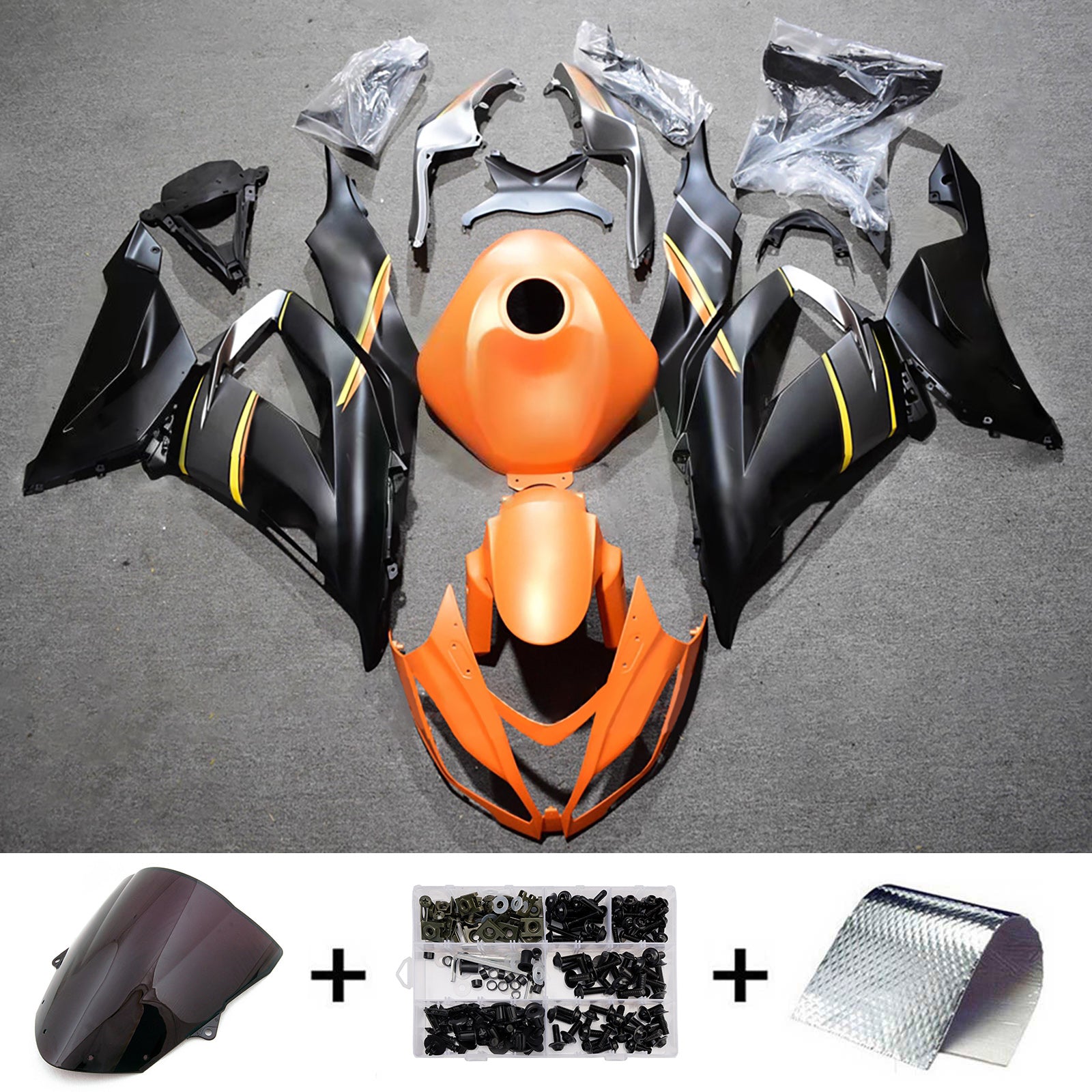 Amotopart 2013-2018 Kawasaki ZX6R 636 Orange Blcak Fairing Kit