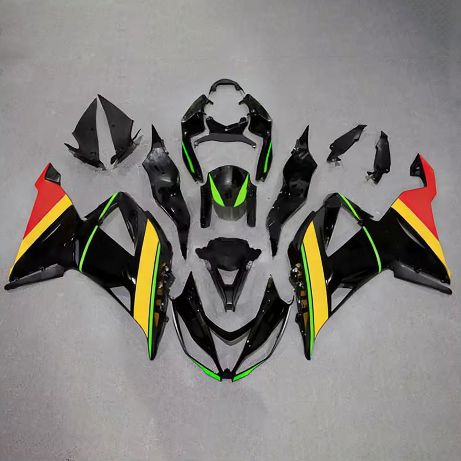 Amotopart 2013-2018 Kit carena Kawasaki ZX6R 636 Nero Giallo Verde Rosso