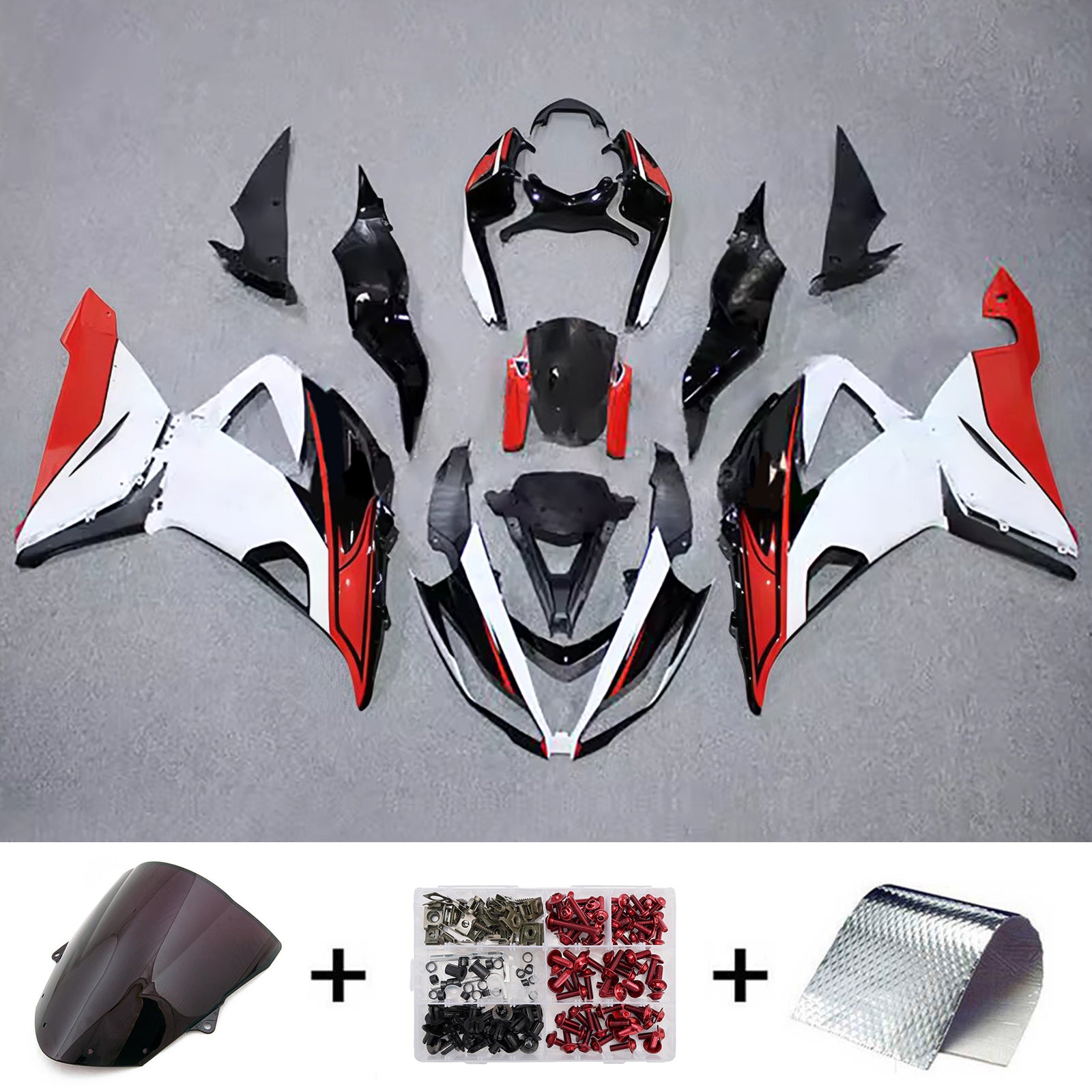 Amotopart 2013-2018 Kawasaki ZX6R 636 White Black Red Fairing Kit