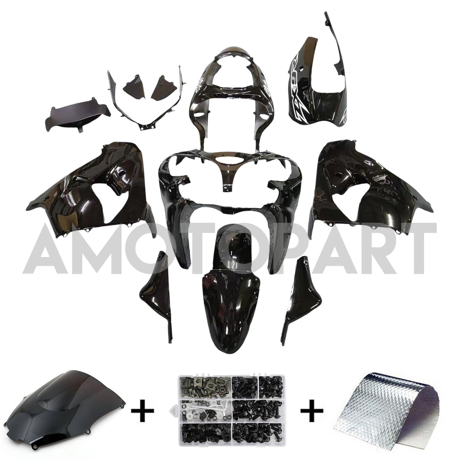 Amotopart 2000-2001 Kawasaki ZX9R Fairing Black Kit
