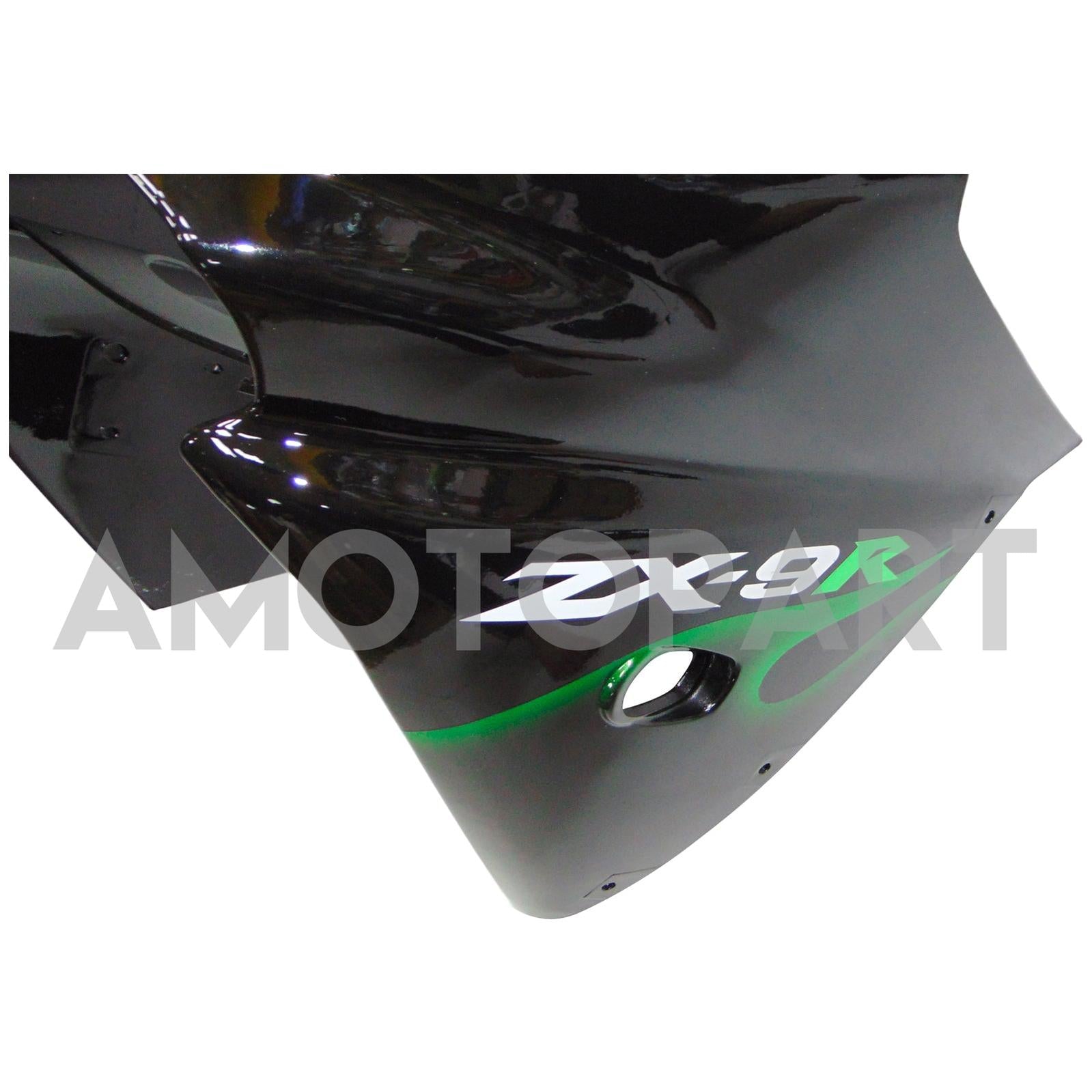 Amotopart Kawasaki ZX9R 2000-2001 Black Green Fairing Kit
