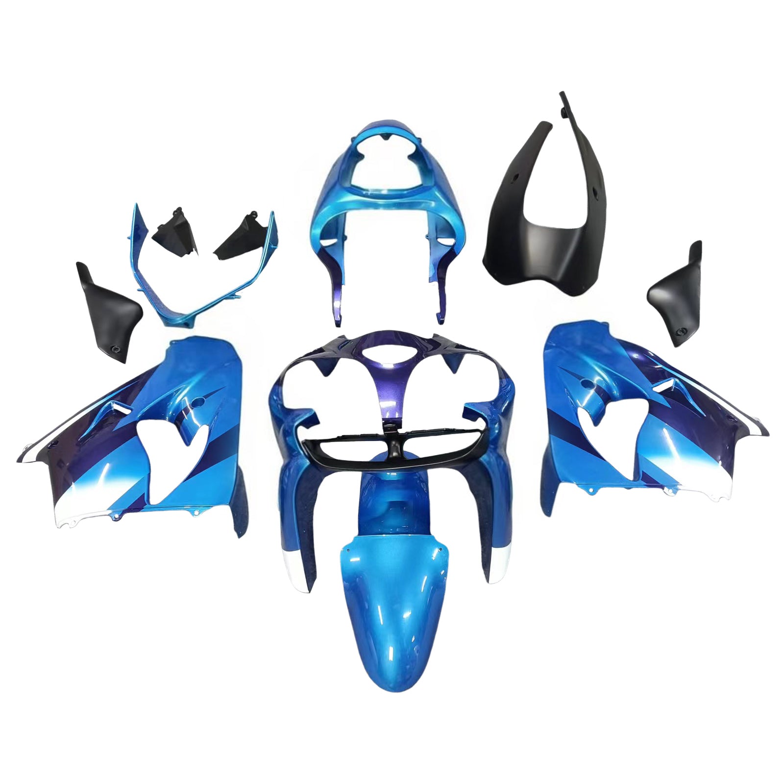 Amotopart Kawasaki ZX9R 2000-2001 Blue Black Fairing Kit