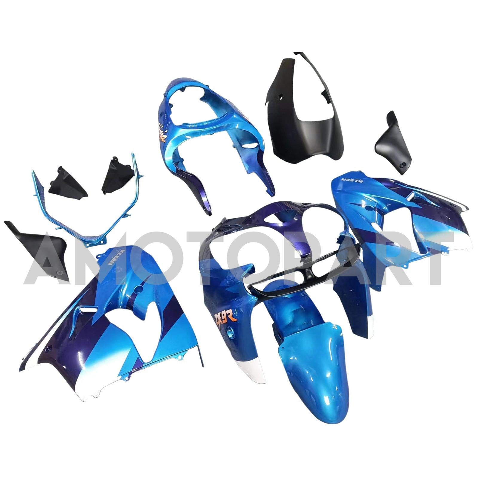 Amotopart Kawasaki ZX9R 2000-2001 Blue Black Fairing Kit