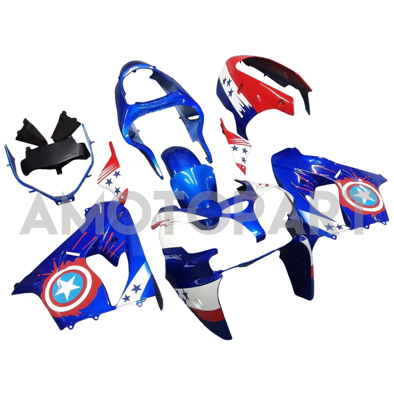 Amotopart Kawasaki ZX9R 2000-2001 Blue Red Fairing Kit