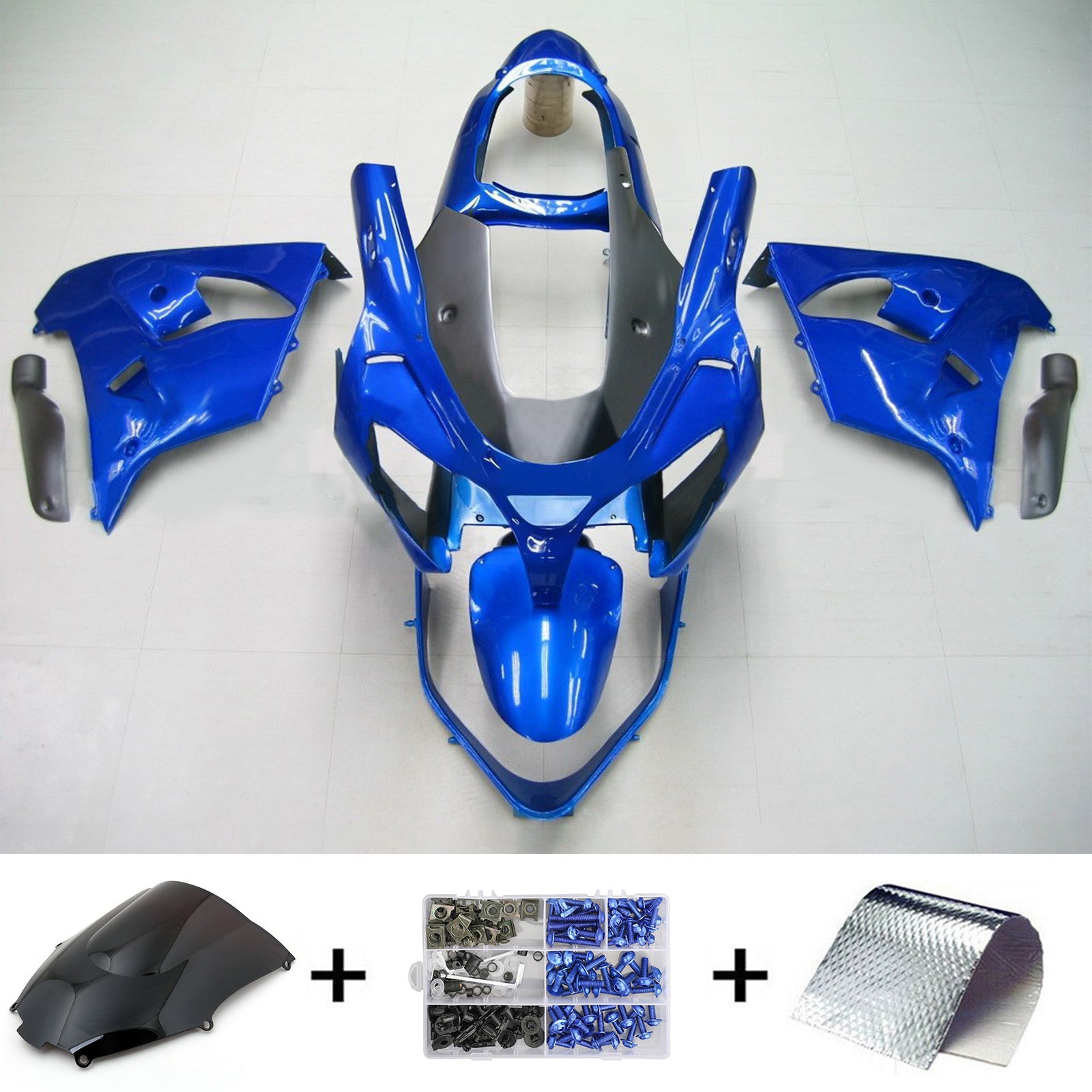 Amotopart Kawasaki ZX9R 2000-2001 Blue Fairing Kit
