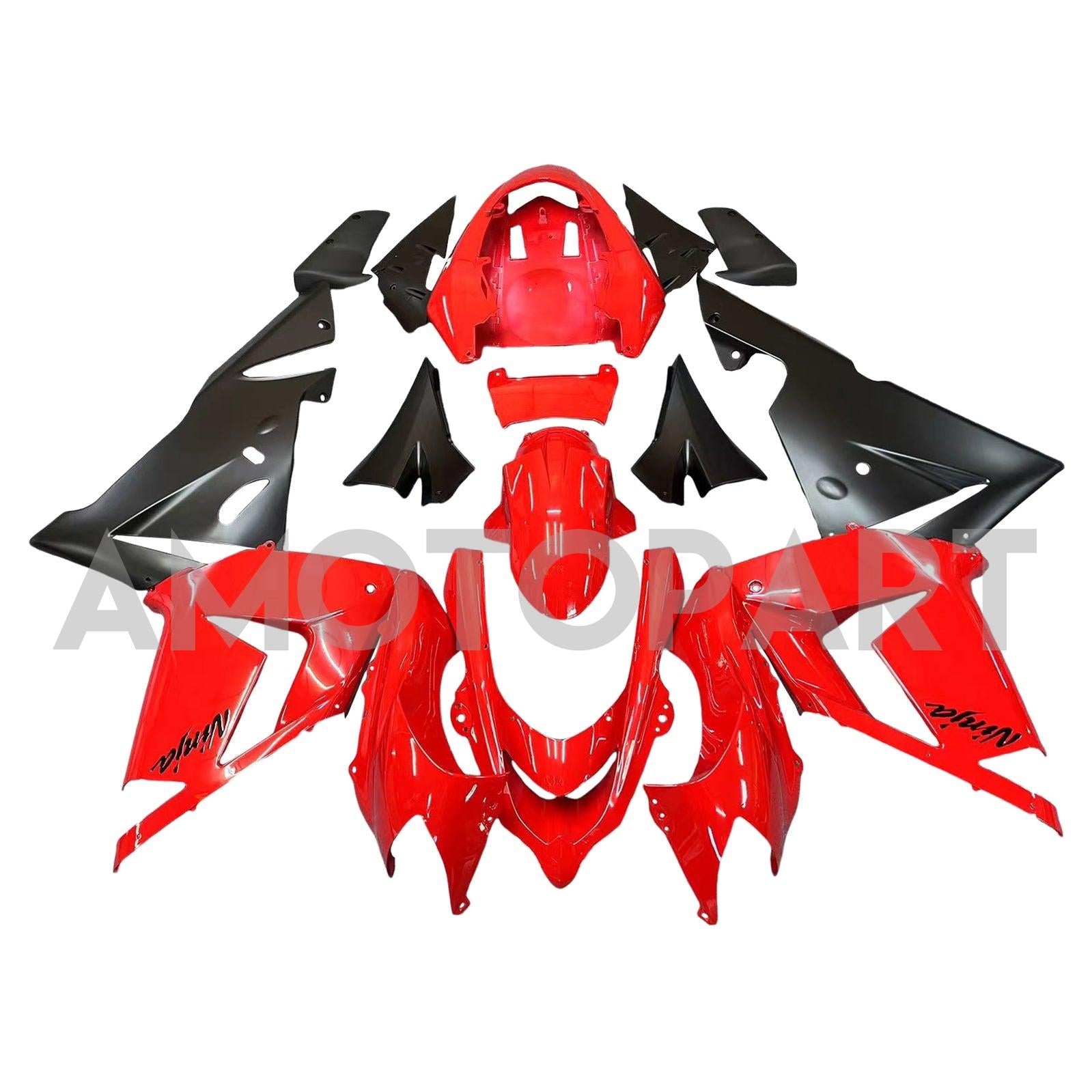 Amotopart 2004-2005 Kawasaki ZX10R Red & Black Fairing Kit