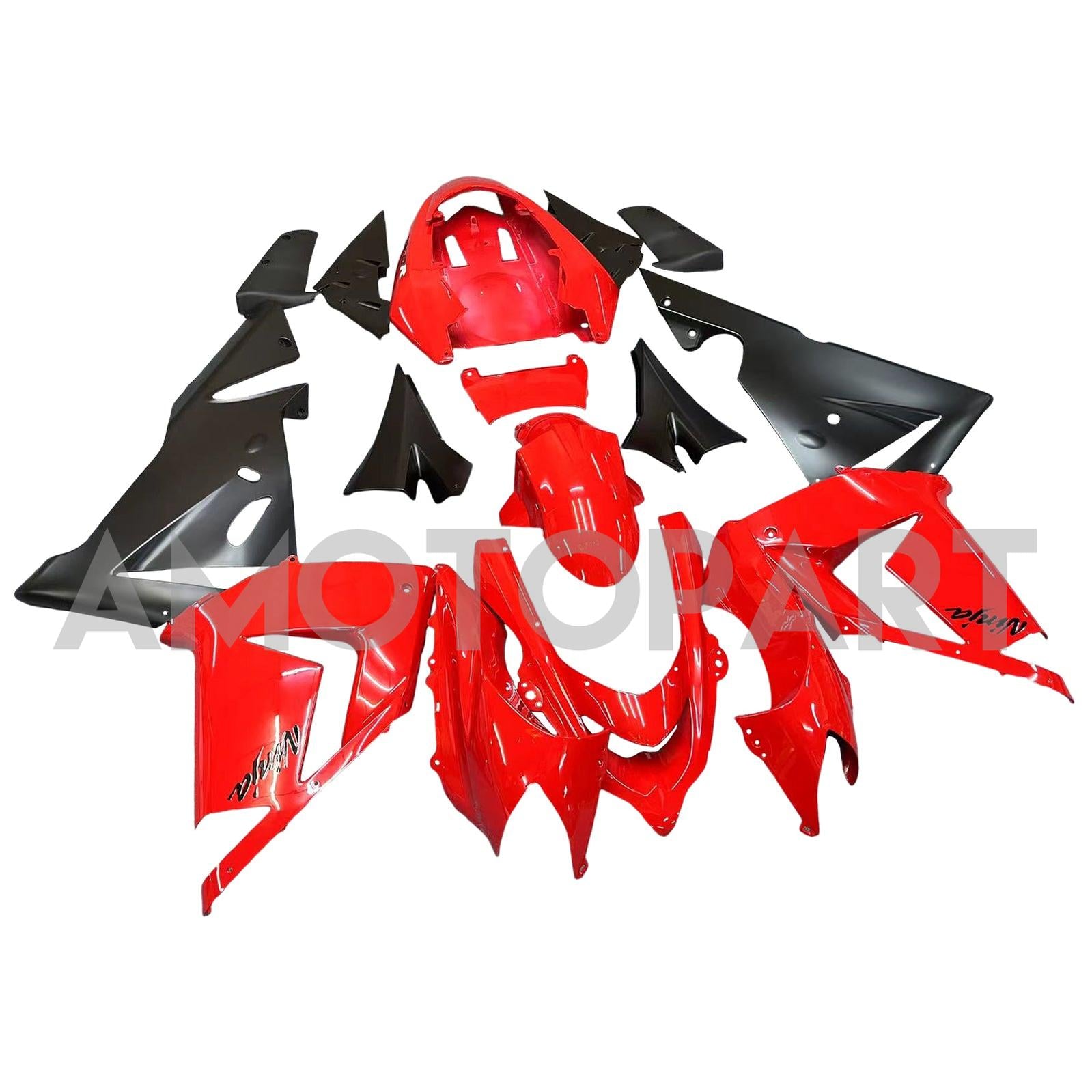 Amotopart 2004-2005 Kawasaki ZX10R Red & Black Fairing Kit